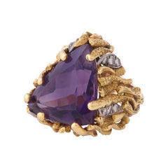 Alan Martin Gard Amethyst Diamond 18K White and Yellow Gold Ring, 1968