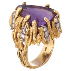 Alan Martin Gard Amethyst Diamond 18K White and Yellow Gold Ring, 1968