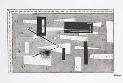 Vintage Lowest House, Geometric Aquatint Etching by Alan Parker