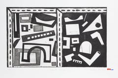 Vintage Round House, Geometric Abstract Etching by Alan Parker