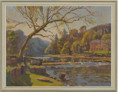 Alan Reid Cook RSMA (1920-1974) - Signed 20th Century Oil, Riverscape in Spring