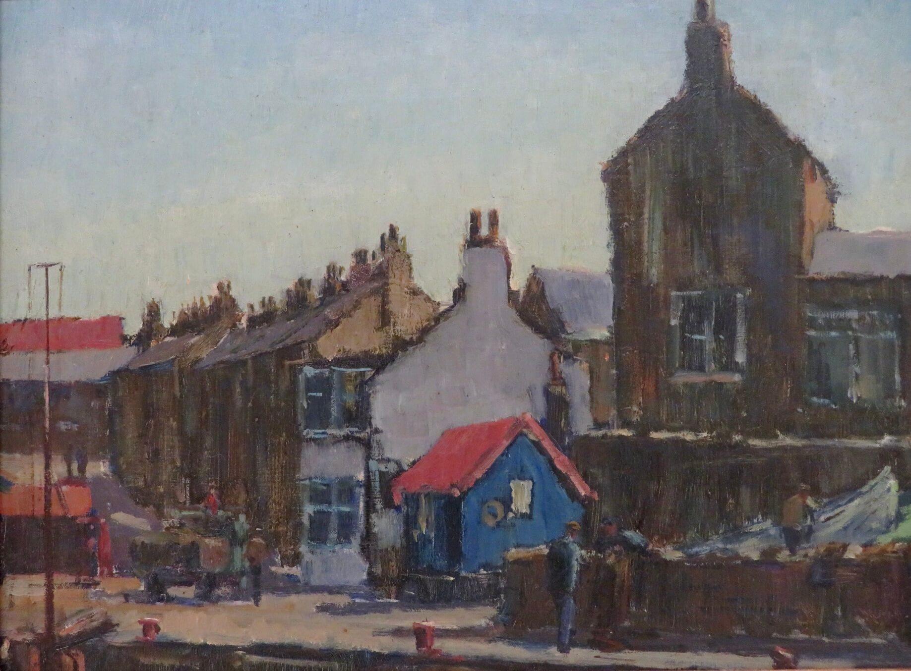 Original Mid Century Northern England street scene oil painting by Alan Cook  For Sale 1
