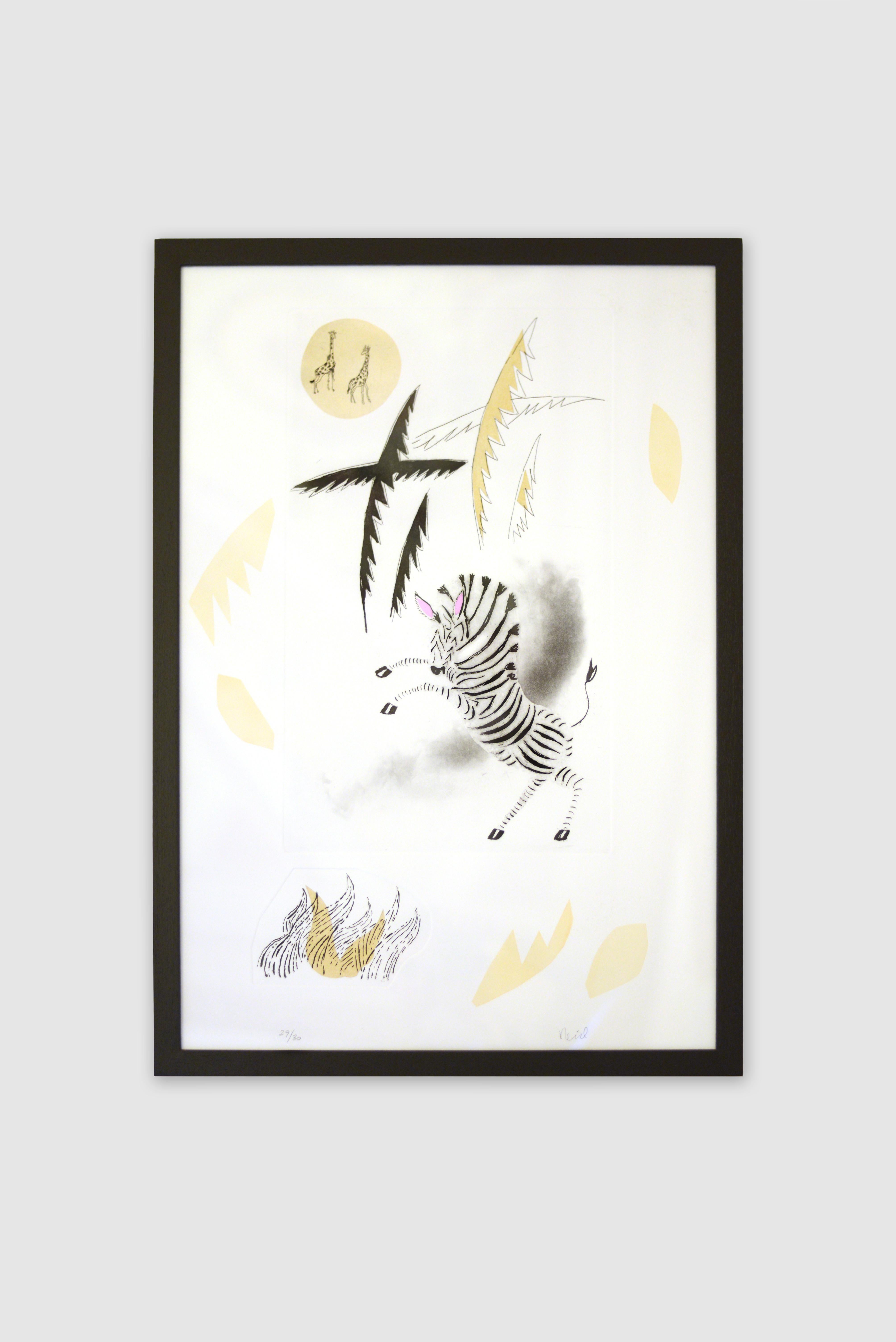 « Untitled » par Alan Reid. Impression à tirage limité. Gravure sur bois sur le thème des animaux. 2015 en vente 3