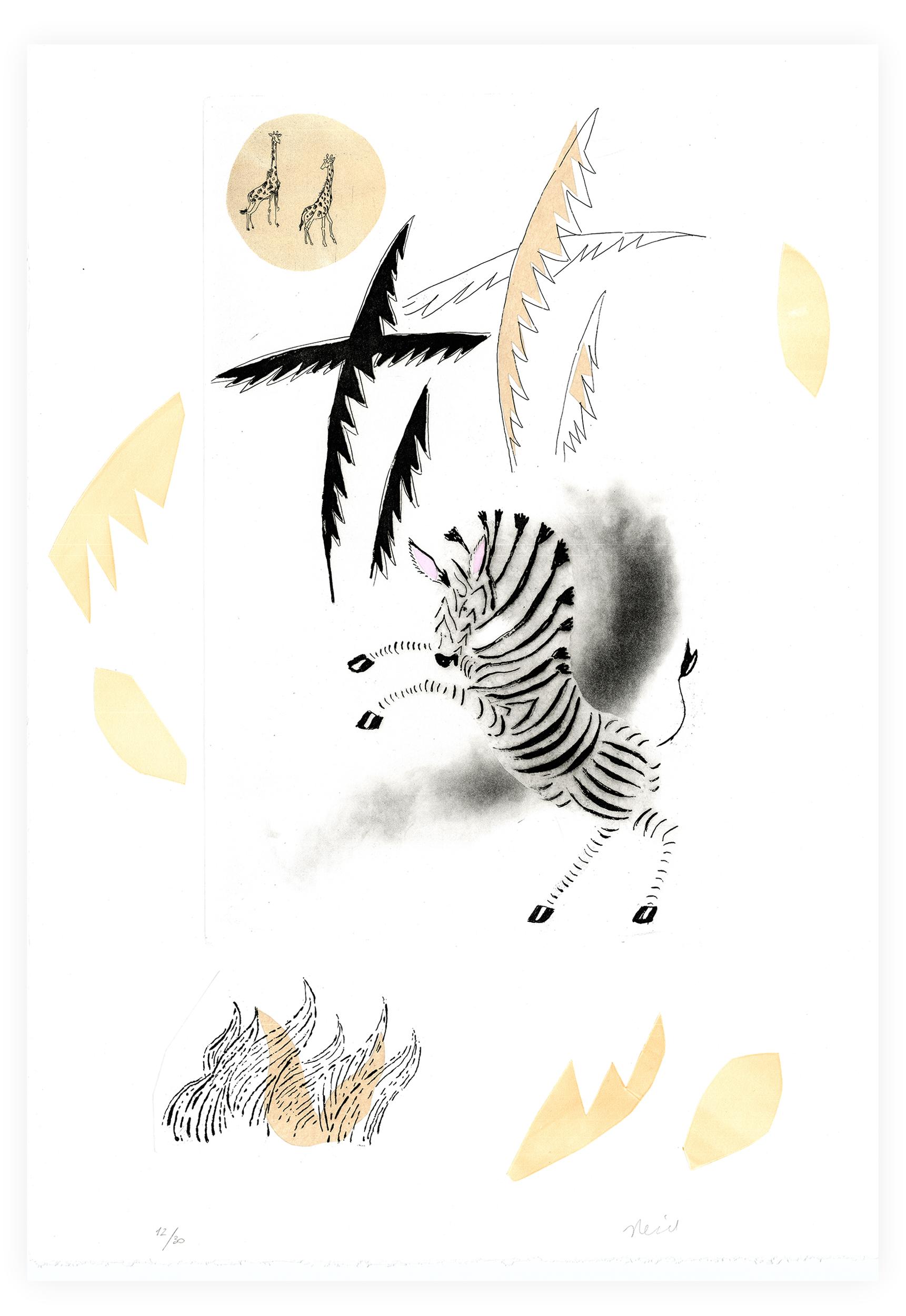 « Untitled » par Alan Reid. Impression à tirage limité. Gravure sur bois sur le thème des animaux. 2015 en vente 2