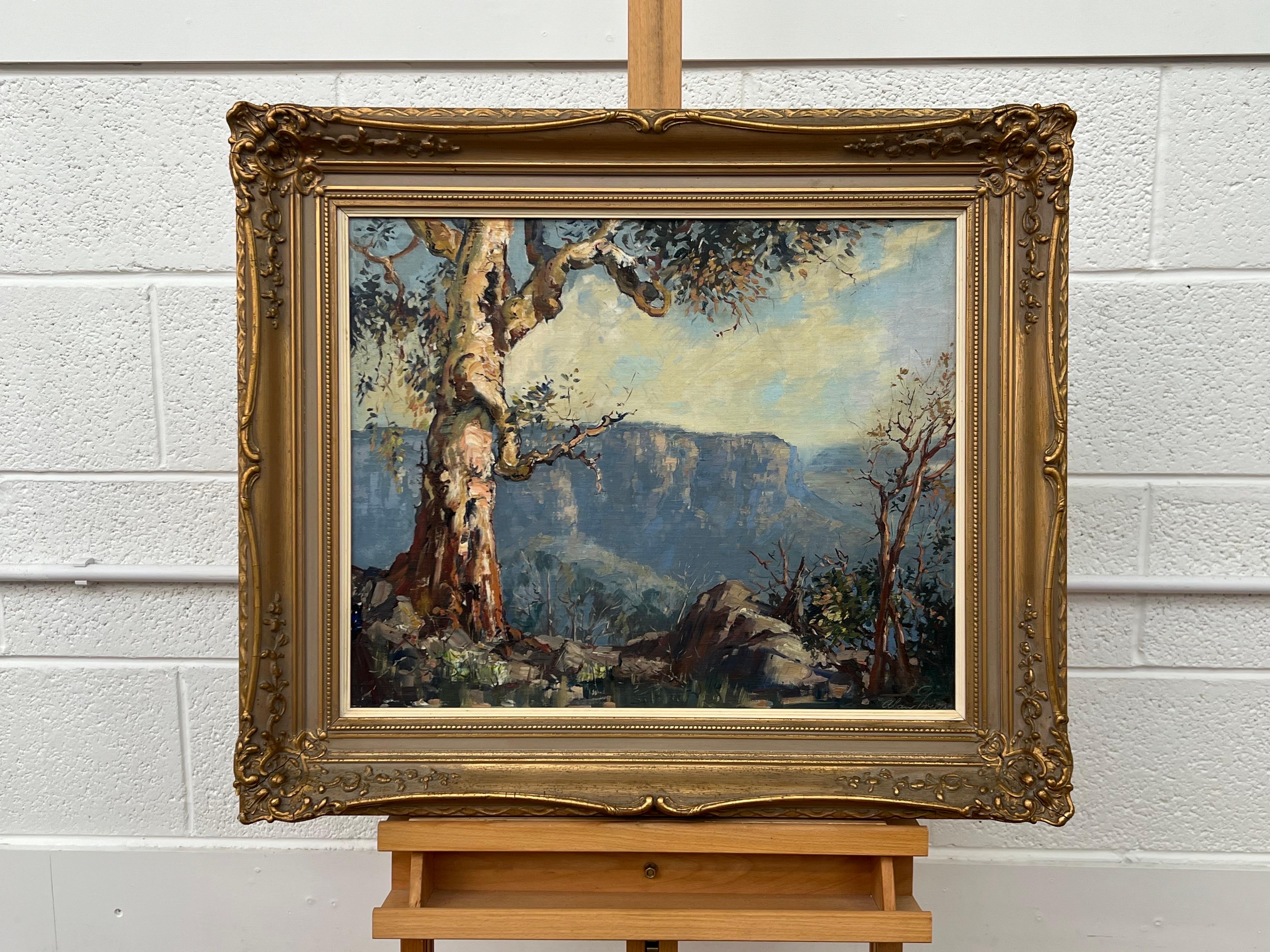 Trois sœurs dans les Blue Mountains, Nouvelle-Galles du Sud, Australie par l'artiste australien - Impressionnisme Painting par Alan Robert Colquhoun Grieve