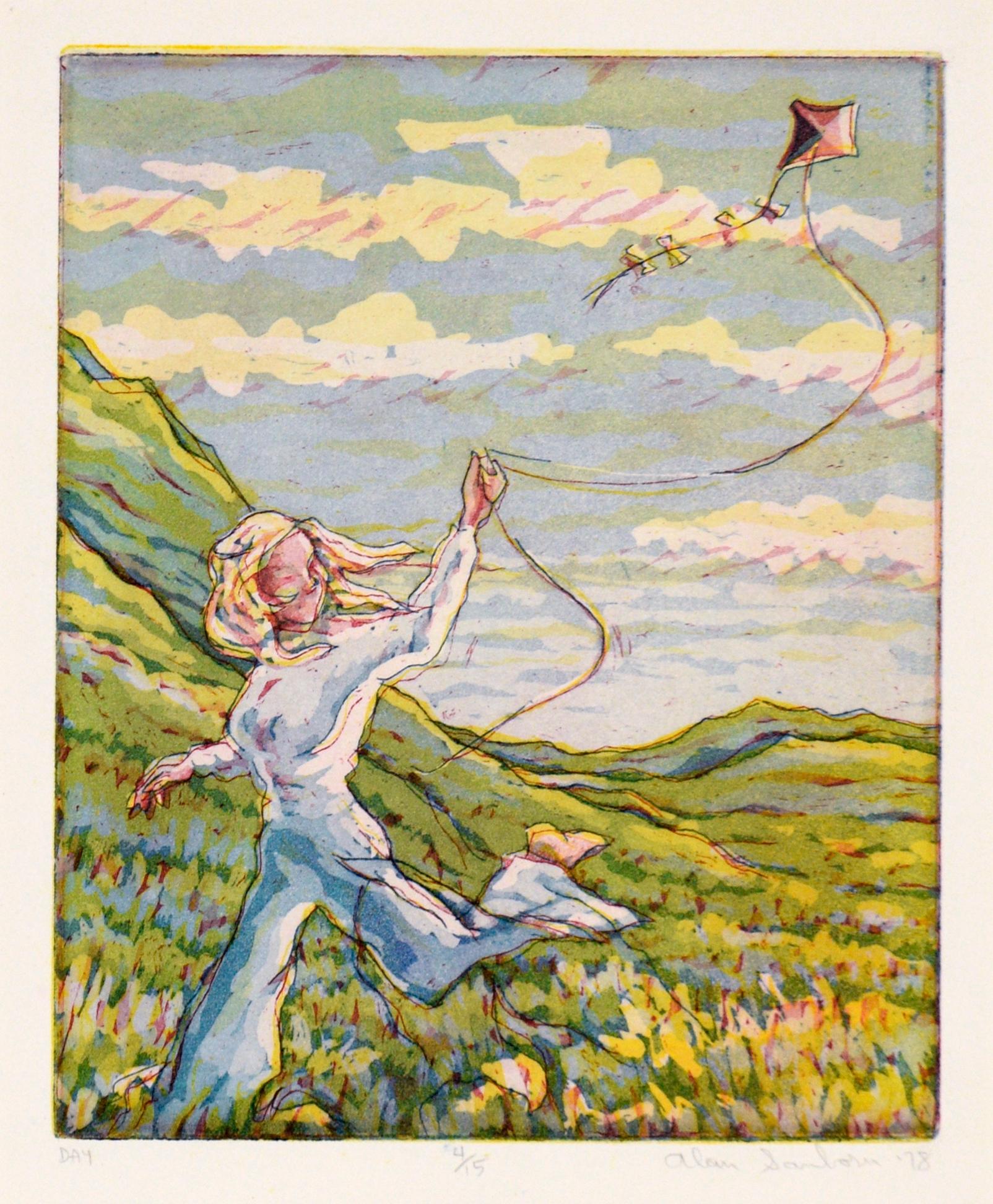 Running Through the Field with a Kite - Multi Layer Etching on Paper - Print by Alan Sanborn