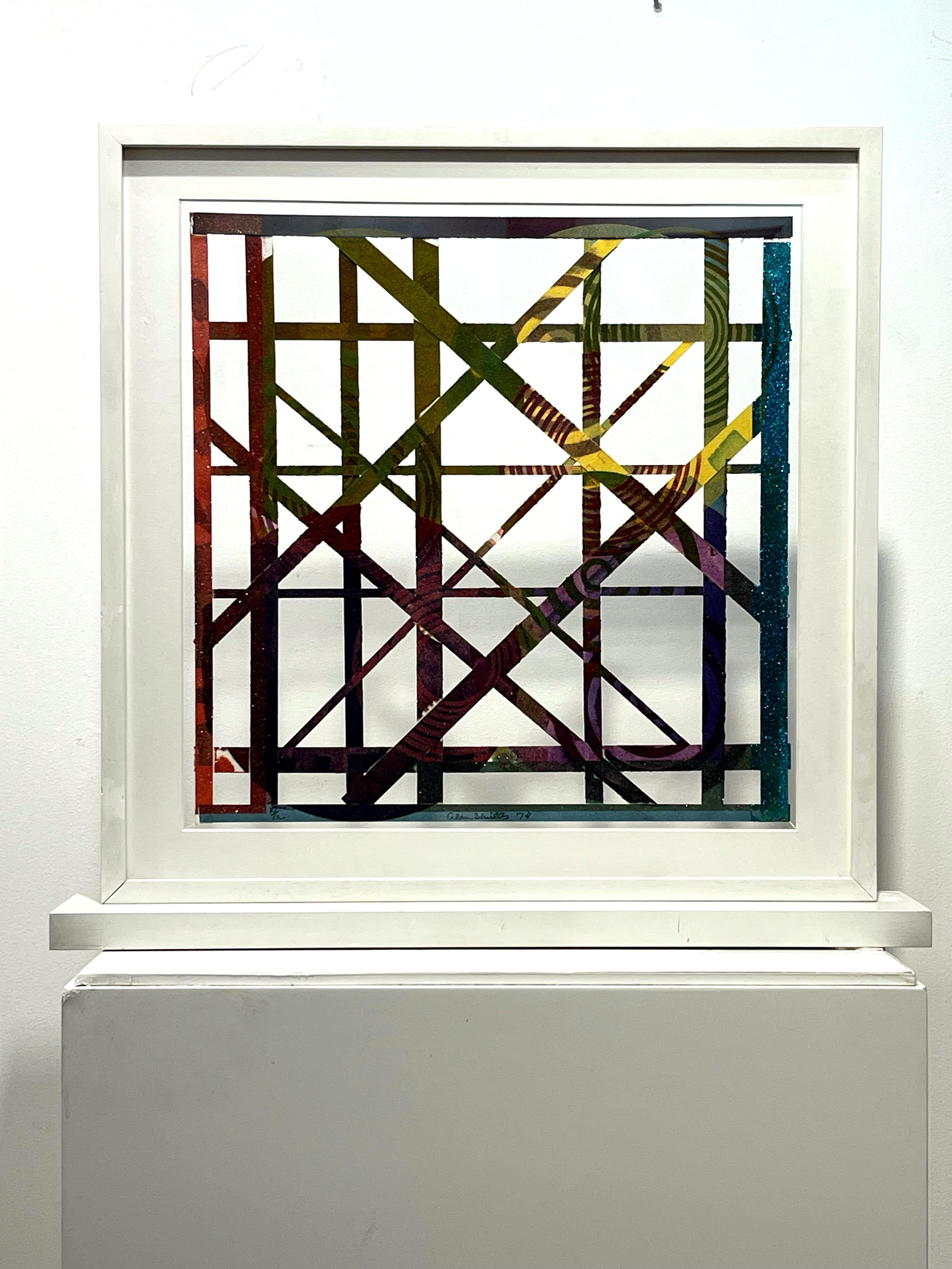 Doppelseitige Mixed-Media-Arbeiten ohne Titel auf maßgeschneidertem 3-D-Rahmen – Painting von Alan Shields