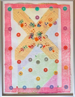 Alan Shields - Treasure Rute I, Relief, linocut, collage on paper, Signed/N Fram