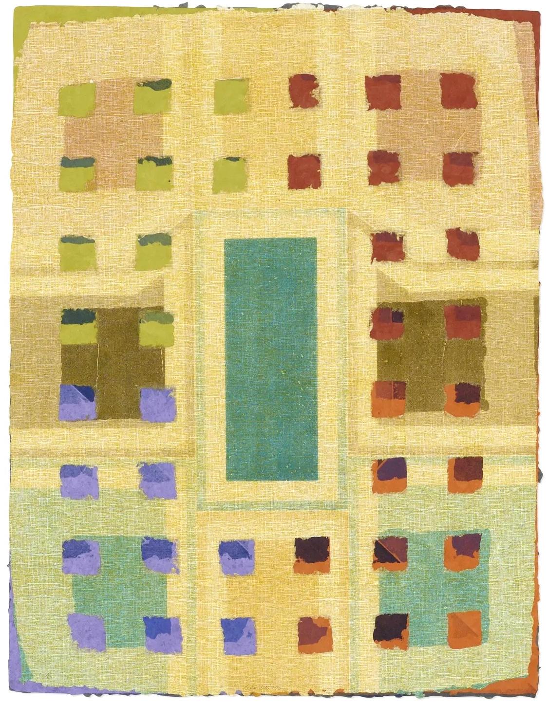 collage d'abstraction géométrique en techniques mixtes sans titre - Print de Alan Shields