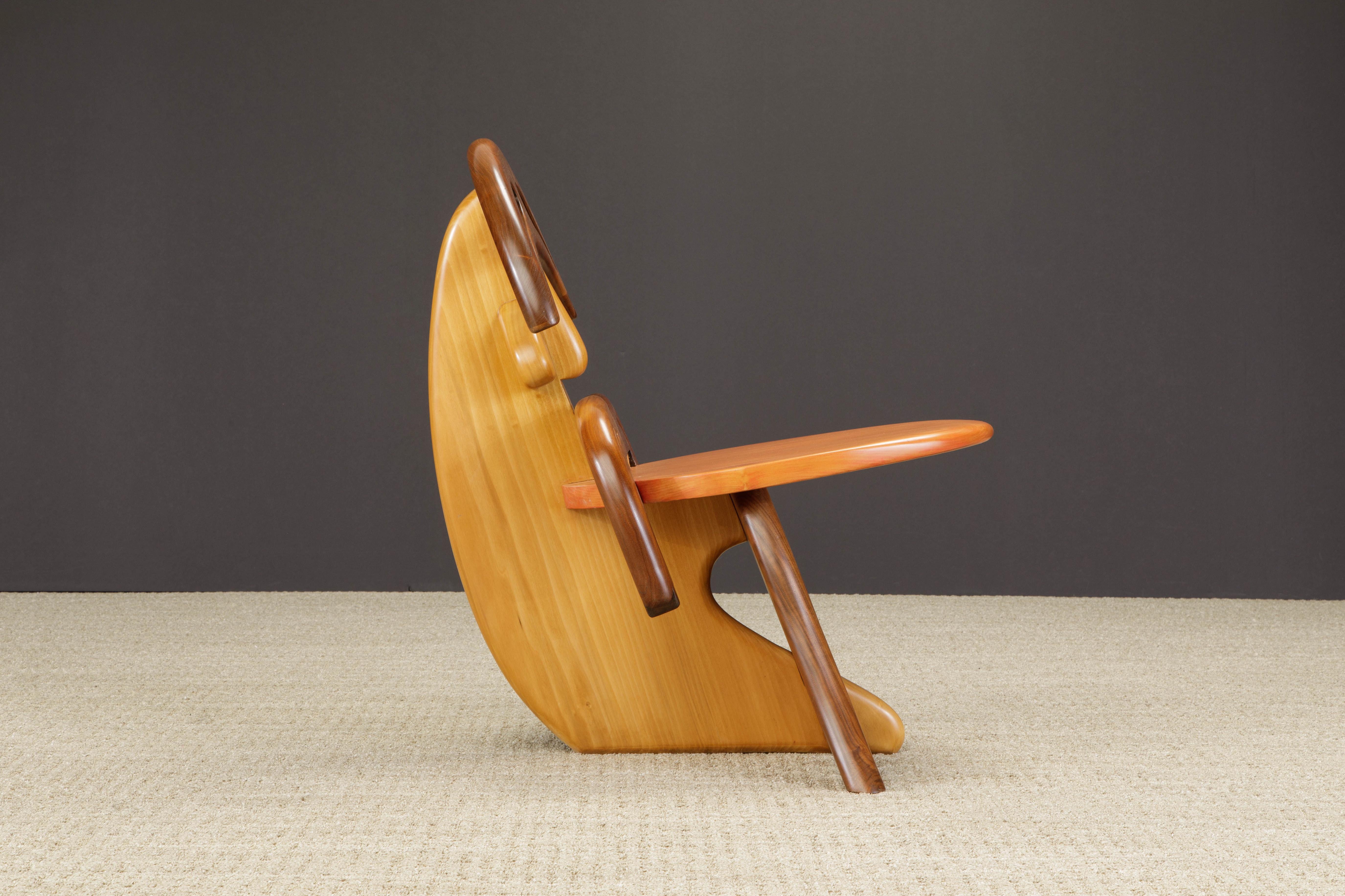 Wood Alan Siegel Post-Modern Craftsman 'Tongue' Chair, Signed & Dated 1981  For Sale