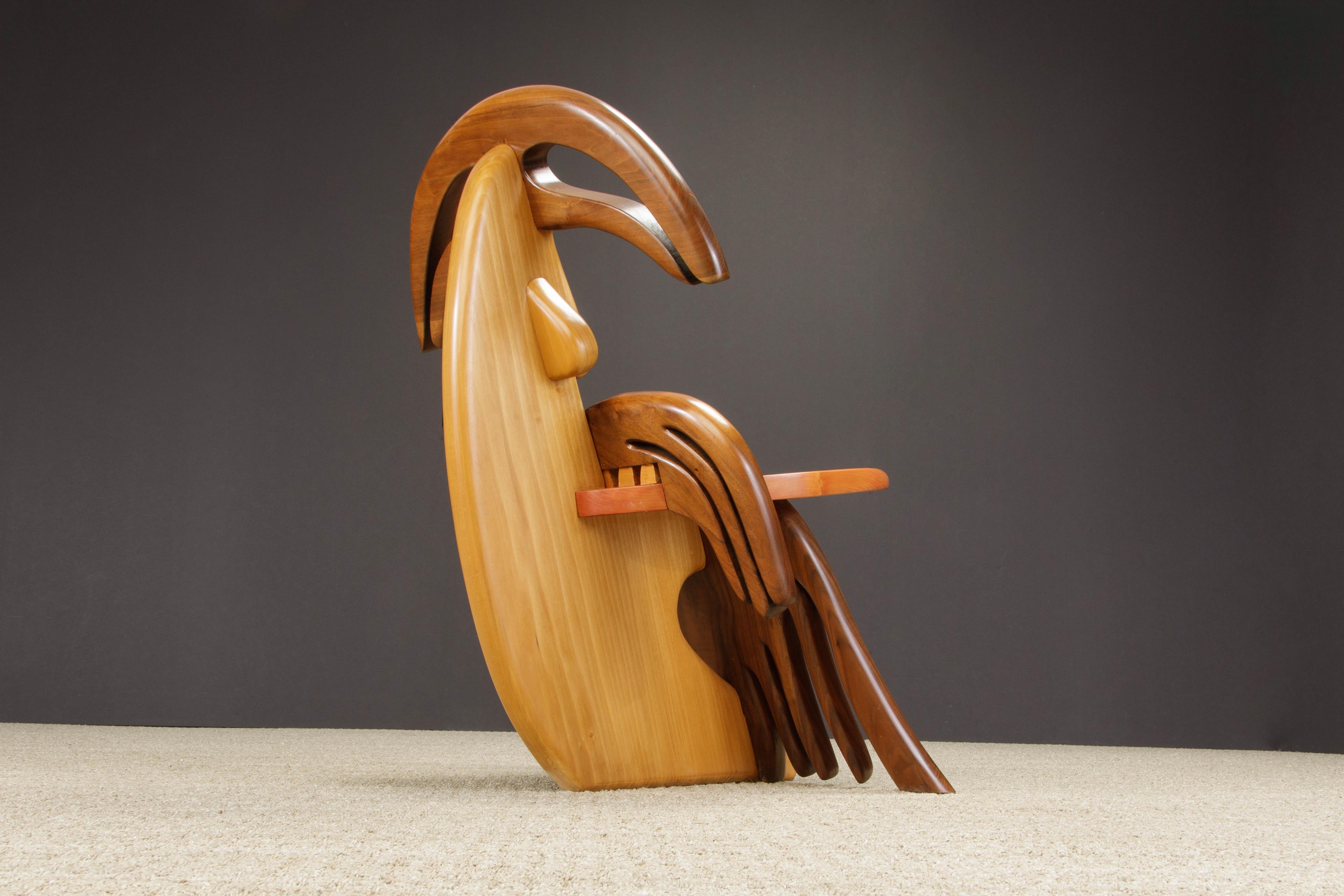 Alan Siegel Post-Modern Craftsman 'Tongue' Chair, signiert und datiert 1981  (Holz) im Angebot