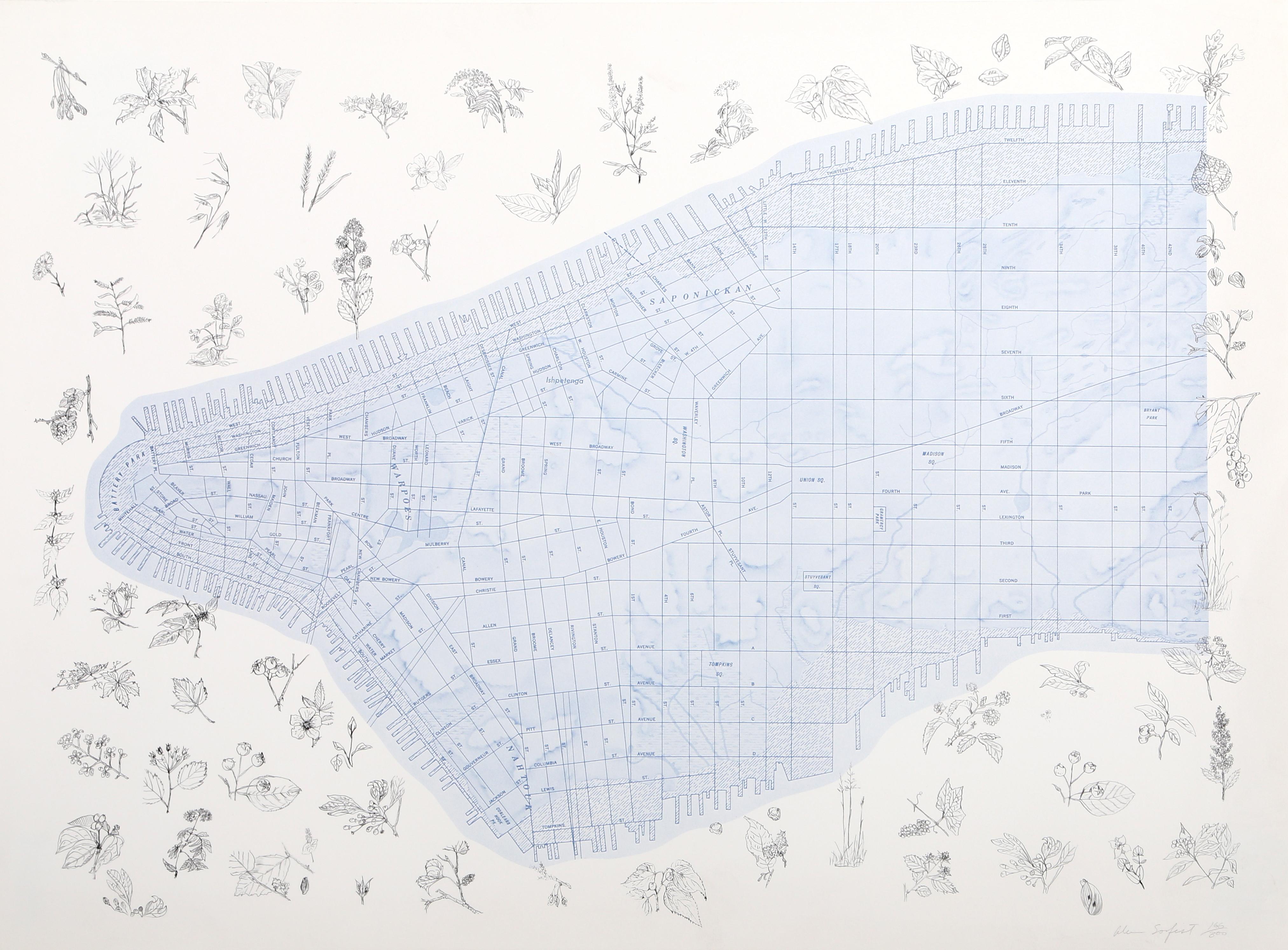 Manhattan Triptych, Set of Three NYC Conceptual Art Lithographs by Alan Sonfist For Sale 1