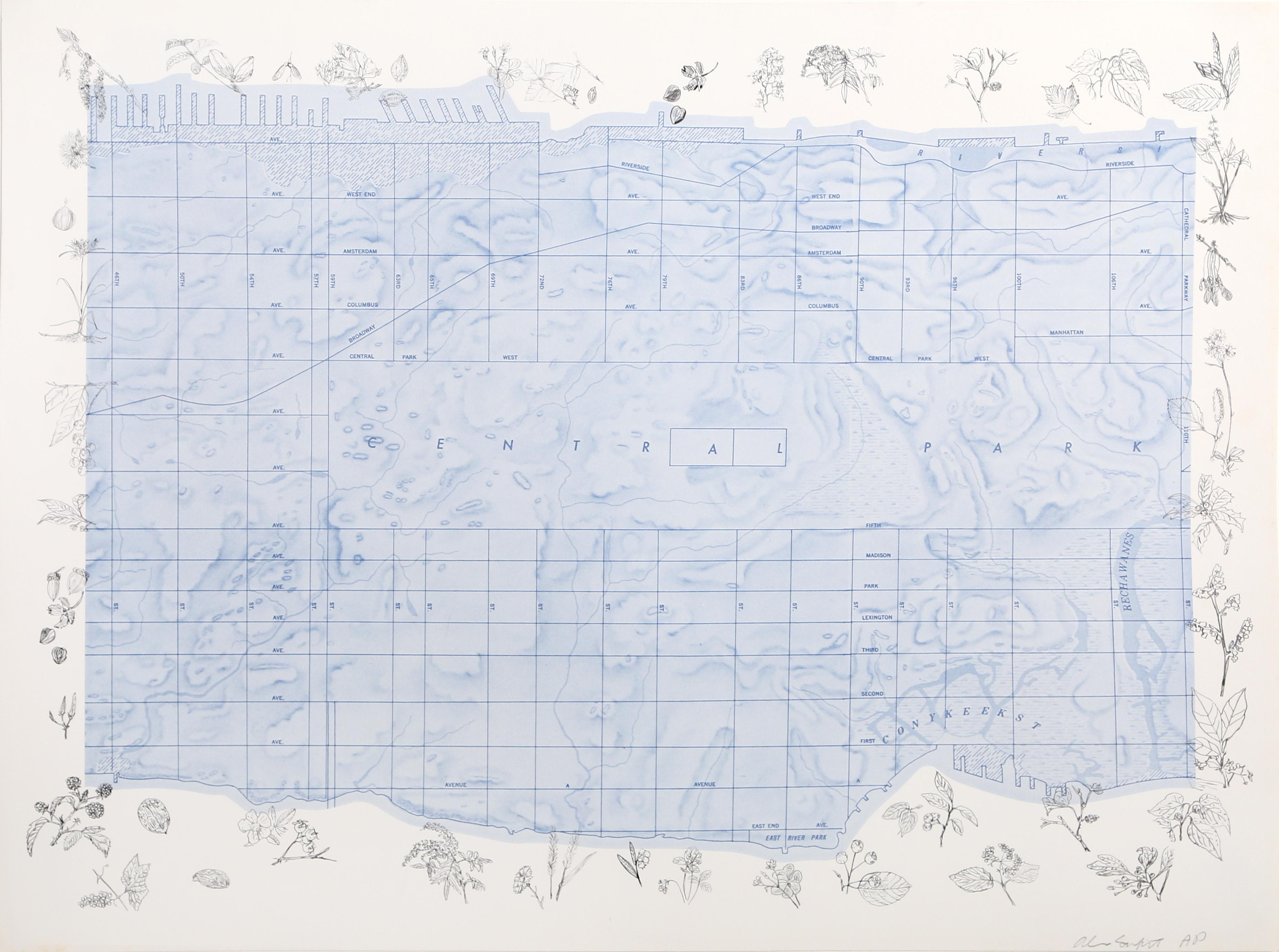 Manhattan Triptych, Set of Three NYC Conceptual Art Lithographs by Alan Sonfist For Sale 4