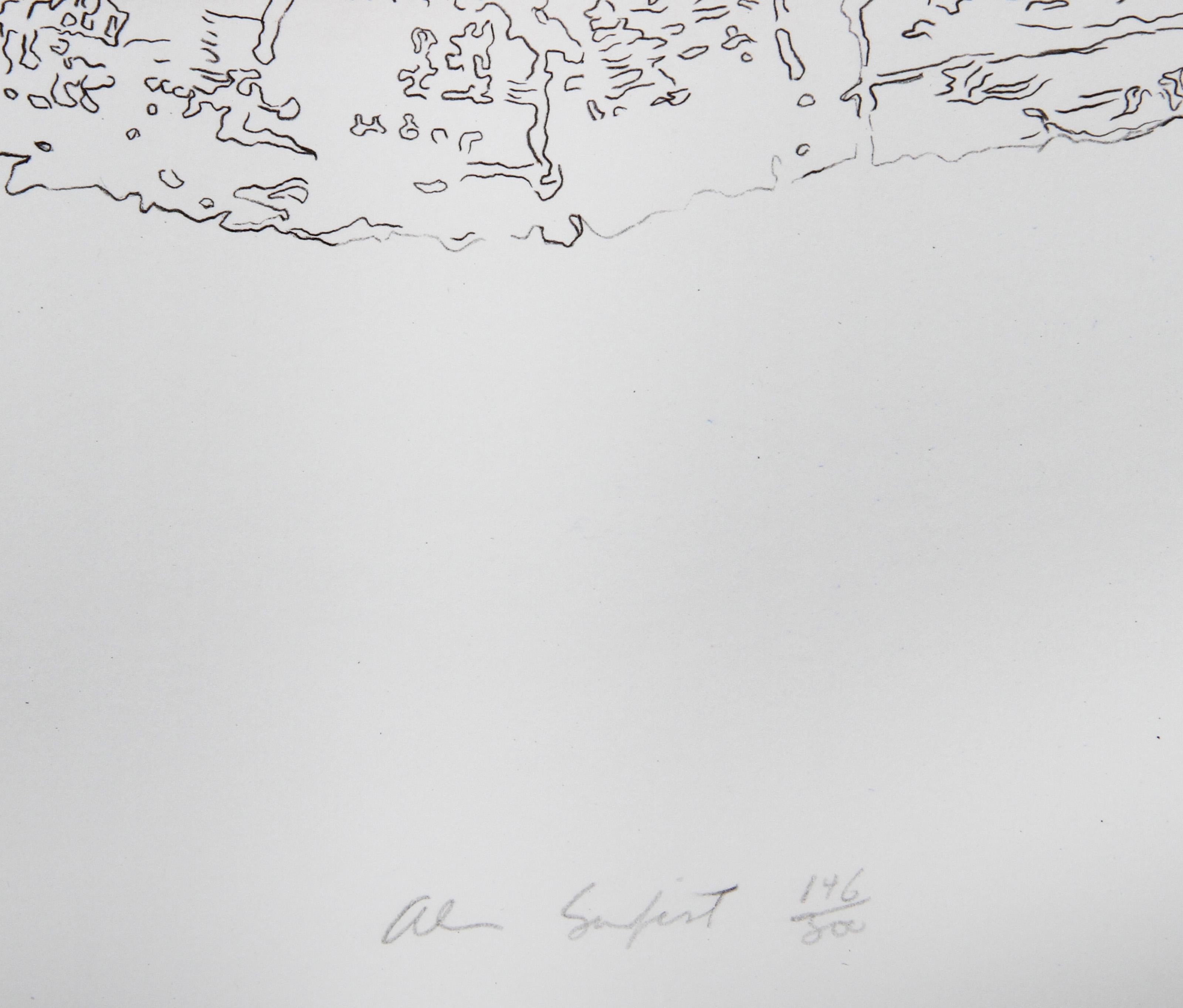 Tree Trunk Series - Blue I, Conceptual Lithograph by Alan Sonfist For Sale 1