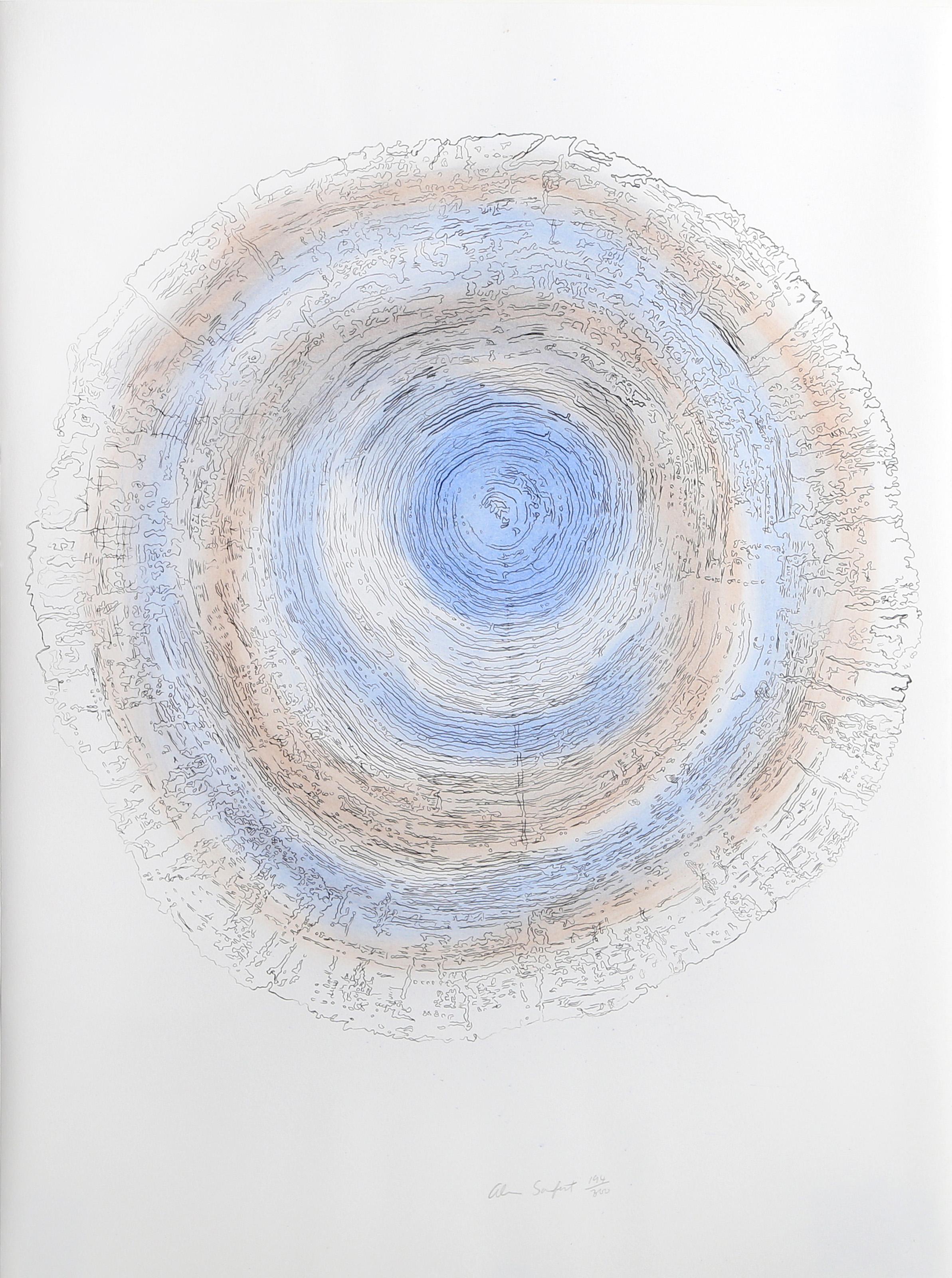 Alan Sonfist, American (1946 - ) - Tree Trunk Series - Blue II, Year:  1980, Medium:  Lithograph, signed and numbered in pencil, Edition:  300, Image Size:  20.5 x 20.5 inches, Size:  30 in. x 22 in. (76.2 cm x 55.88 cm), Description:  Alan
