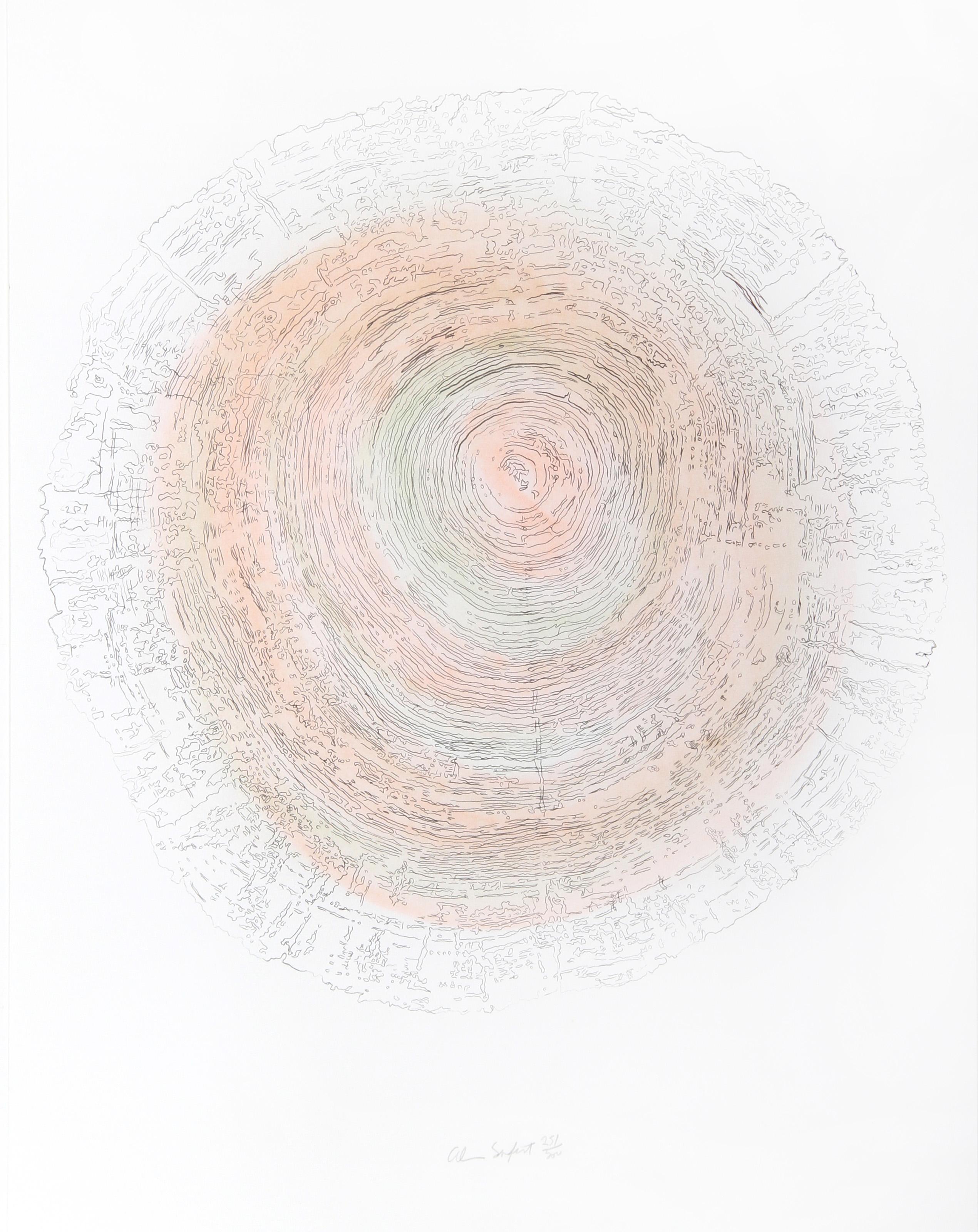 Tree Trunk Series - Orange, Conceptual Lithograph by Alan Sonfist