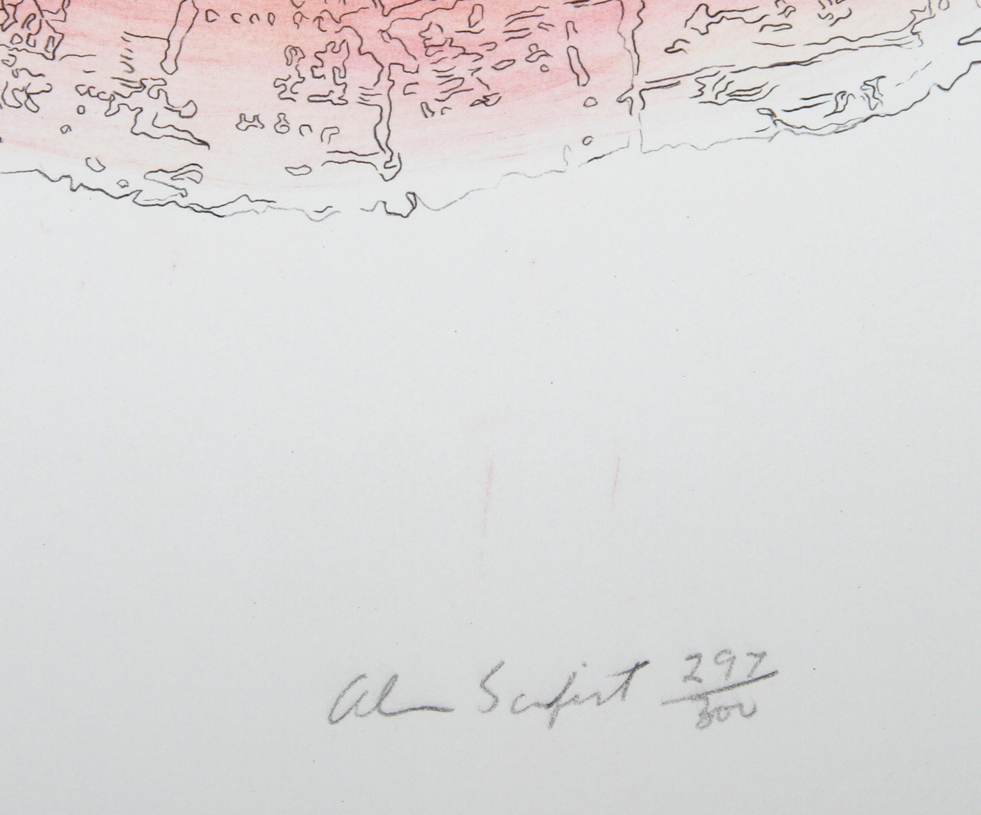 Tree Trunk Series - Pink I, Conceptual Lithograph by Alan Sonfist For Sale 1