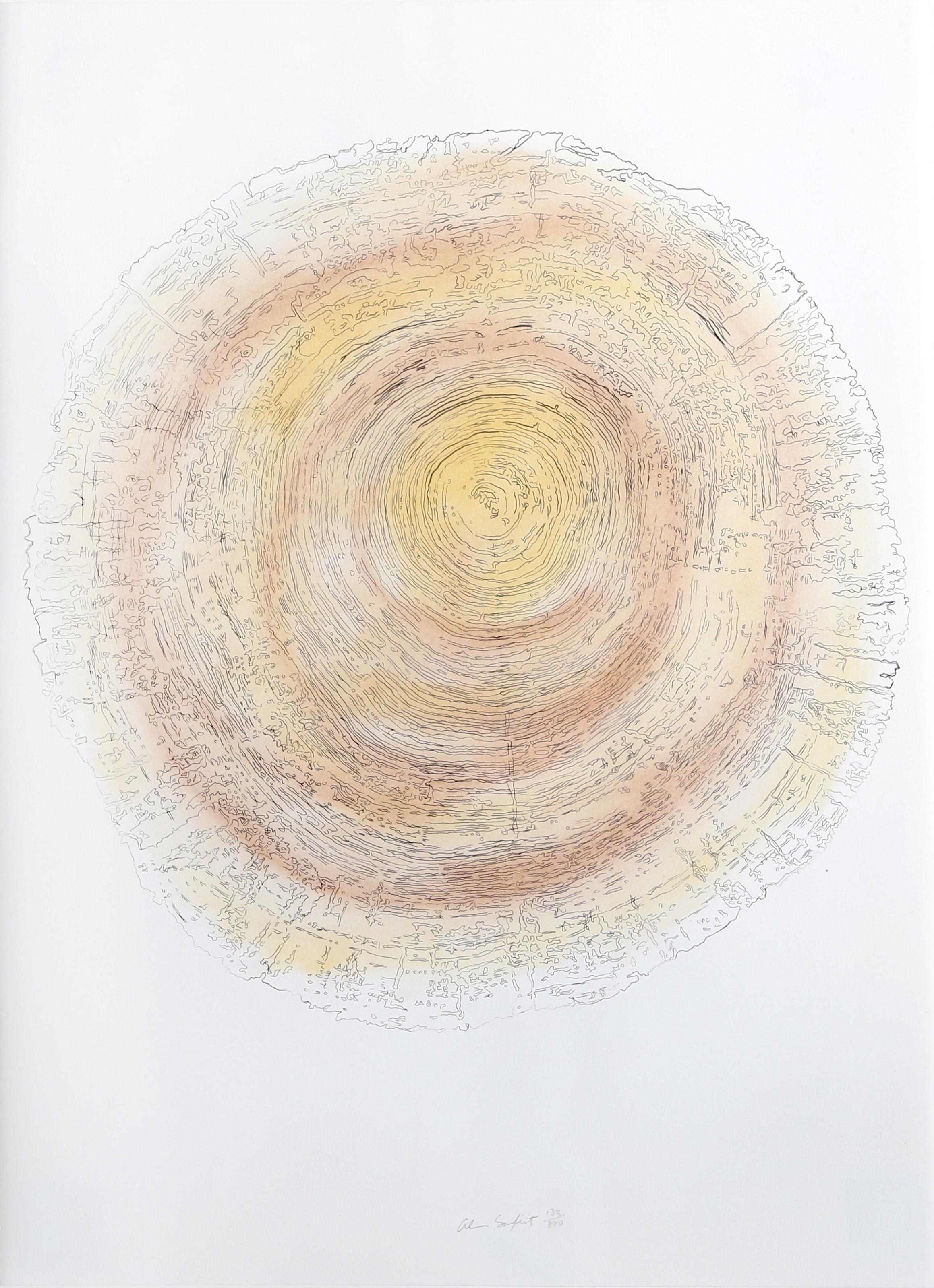 Alan Sonfist, American (1946 - ) - Tree Trunk Series - Yellow, Year:  1980, Medium:  Lithograph, signed and numbered in pencil, Edition:  300, Image Size:  20.5 x 20.5 inches, Size:  30 in. x 22 in. (76.2 cm x 55.88 cm)