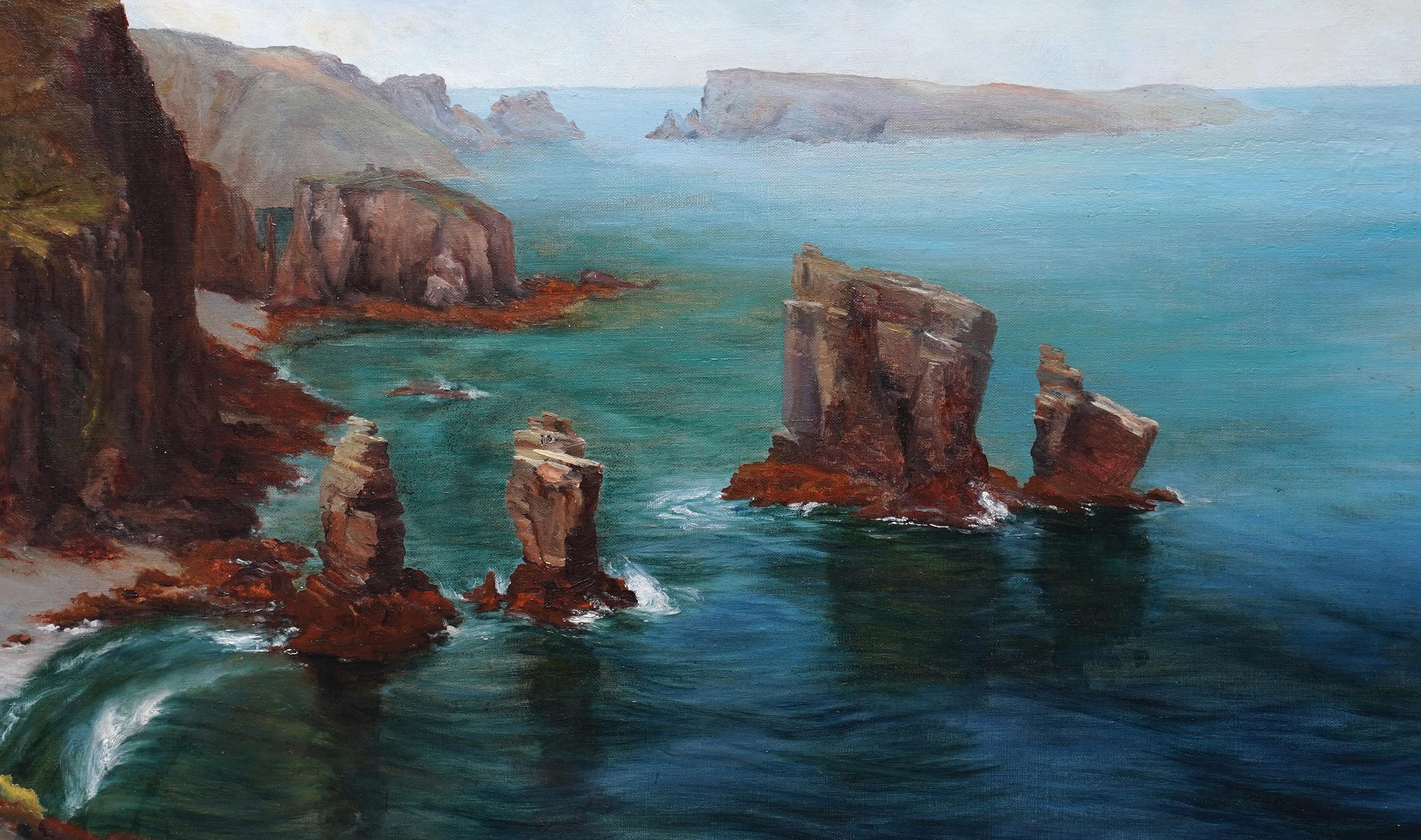 Welsh Pembrokeshire Coastal Seascape - British Edwardian art oil painting - Realist Painting by Alan Stepney Gulston