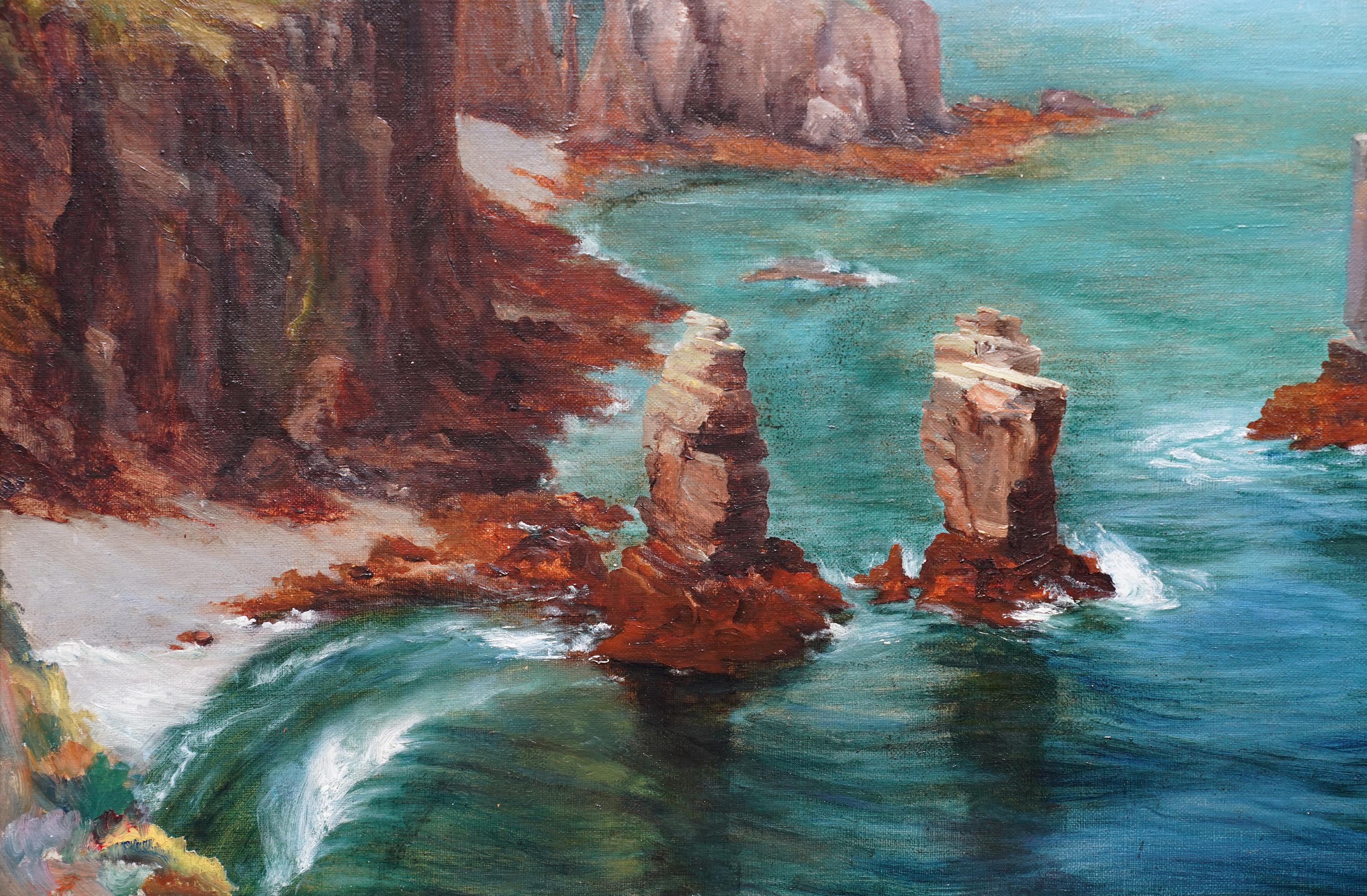 Welsh Pembrokeshire Coastal Seascape - British Edwardian art oil painting For Sale 2