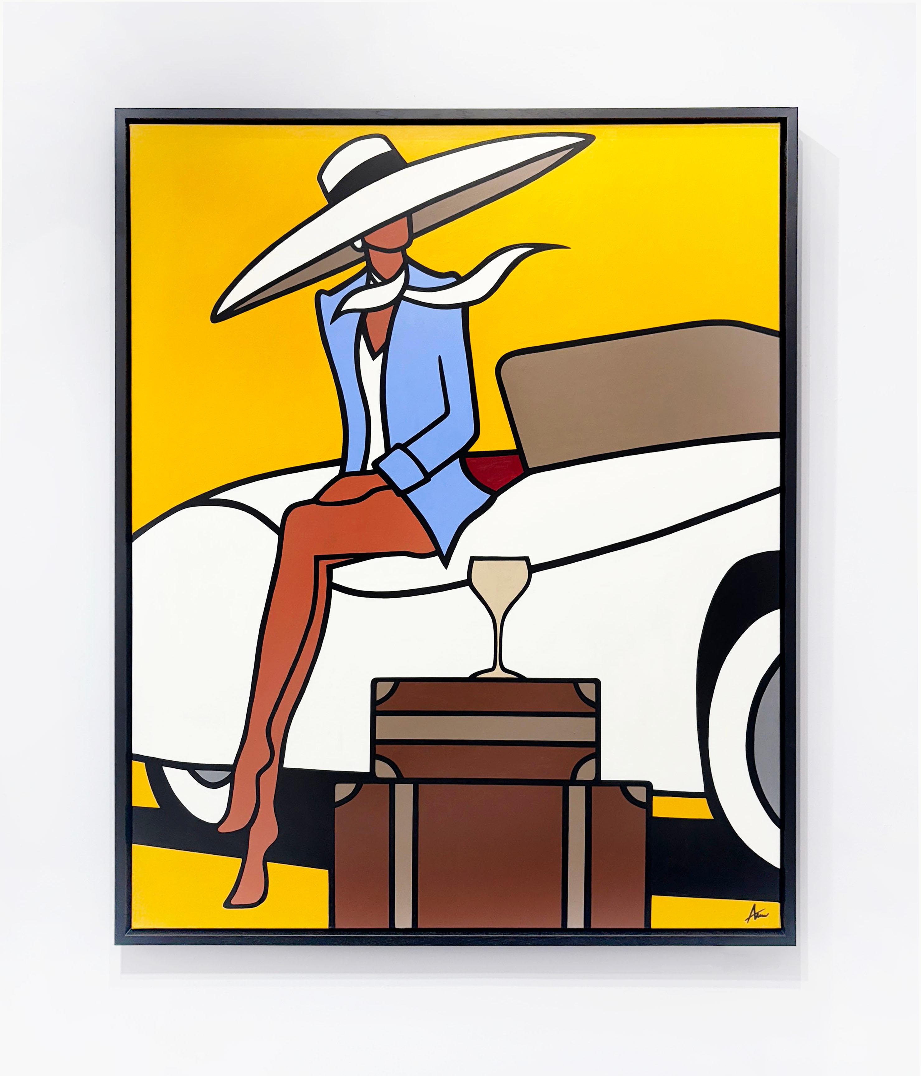 Viaje Clásico - Figurative Painting Naranja de Alan Walsh