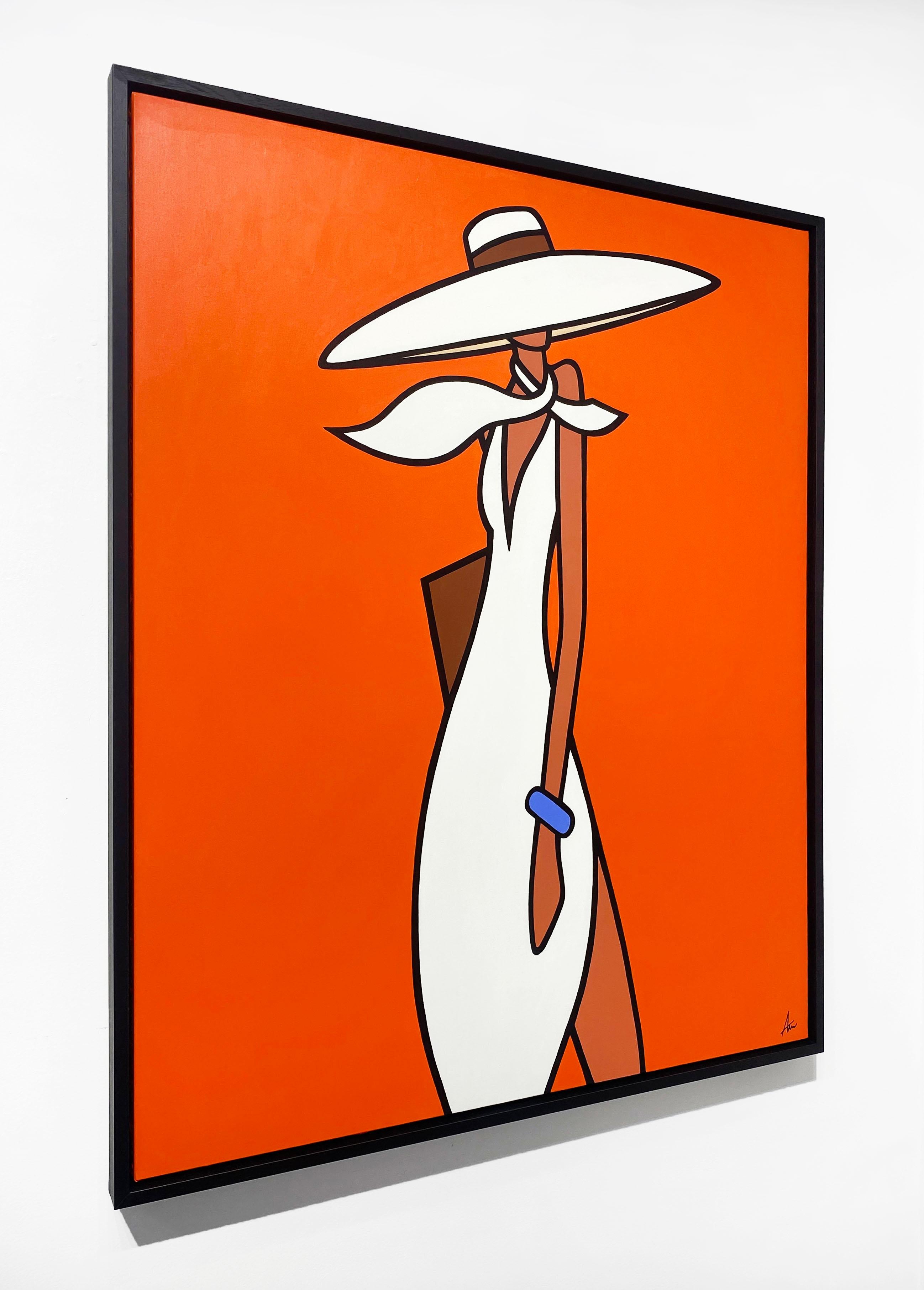 Sunset Pose - Orange Figurative Painting by Alan Walsh
