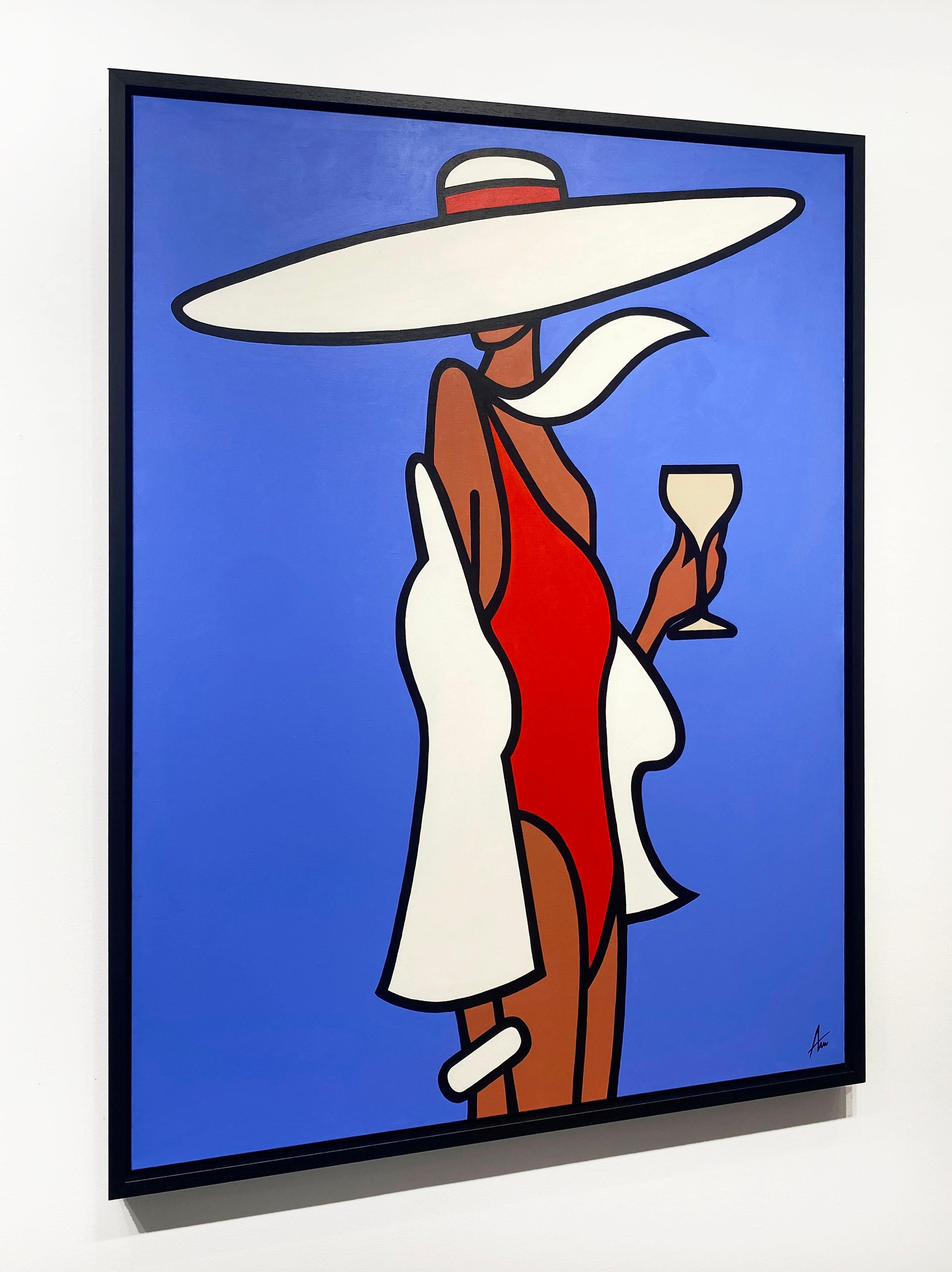 Vintage Champagne Poolside - Contemporary Painting by Alan Walsh