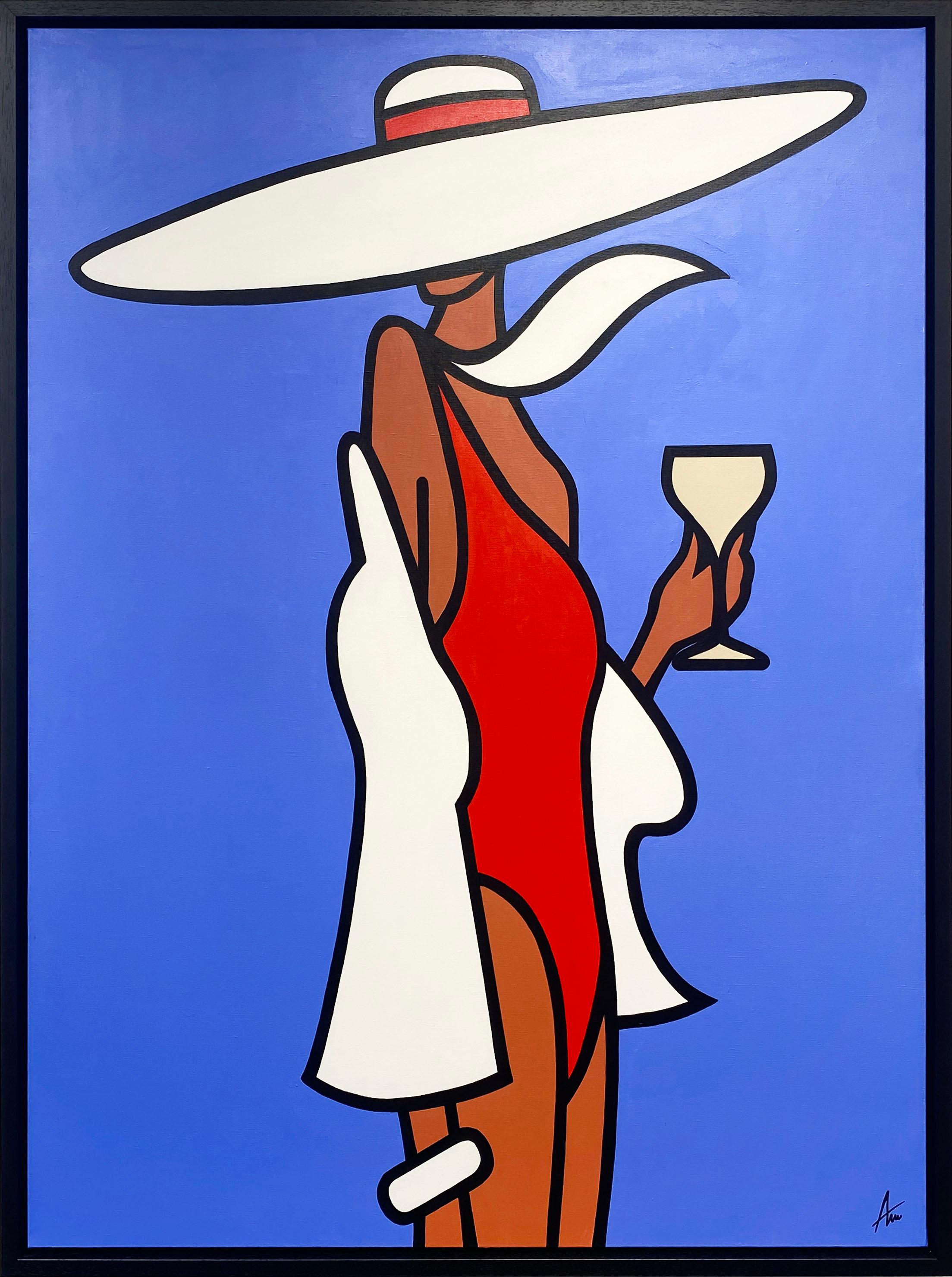 Alan Walsh Figurative Painting - Vintage Champagne Poolside