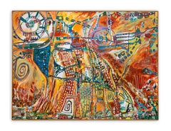 Alan Watson Conflagration Abstract Surrealism Oil Painting on Canvas Framed 1986