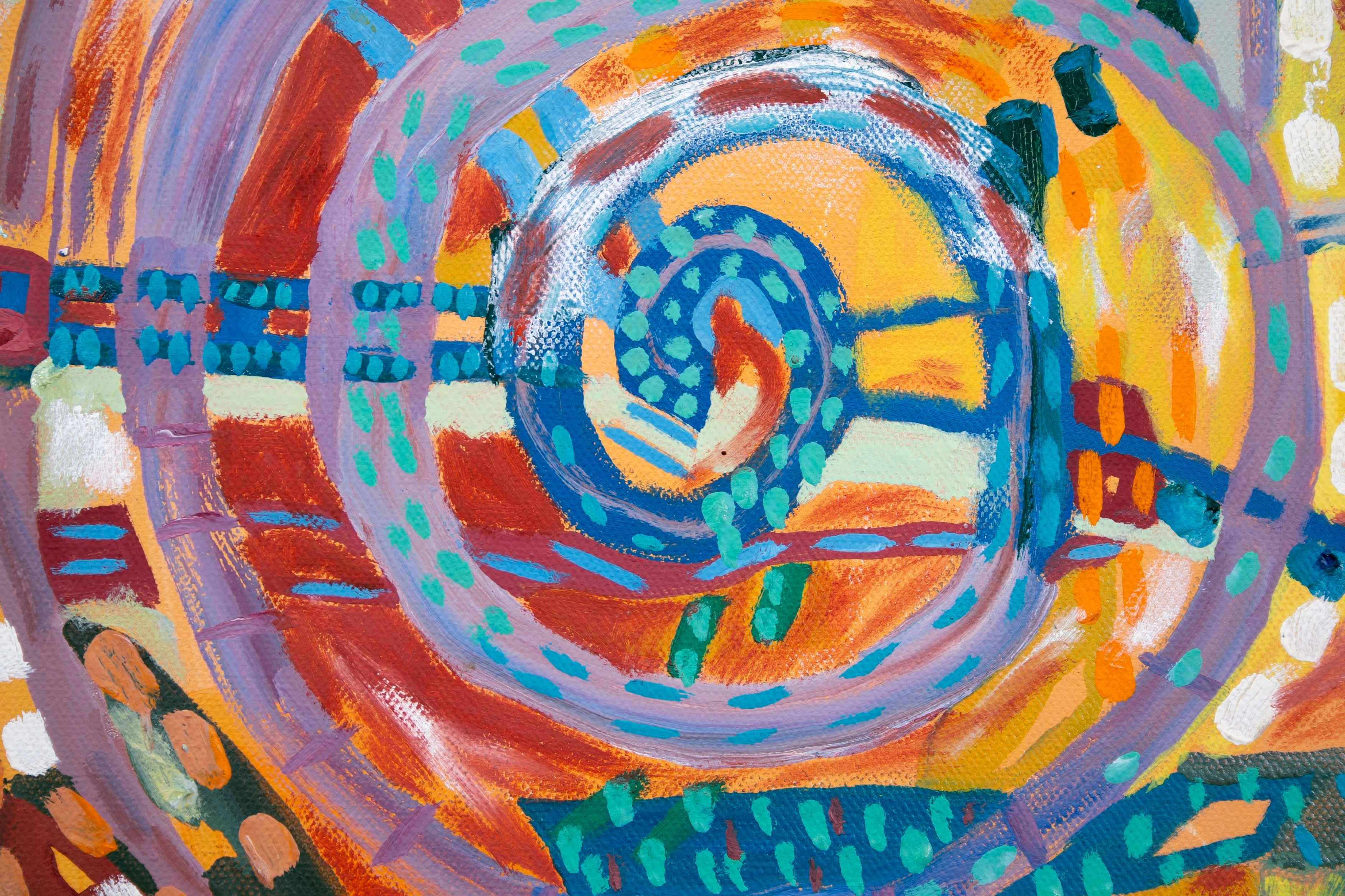 Alan Watson Conflagrazione Surrealismo astratto Pittura a olio su tela con cornice 1986 in vendita 1