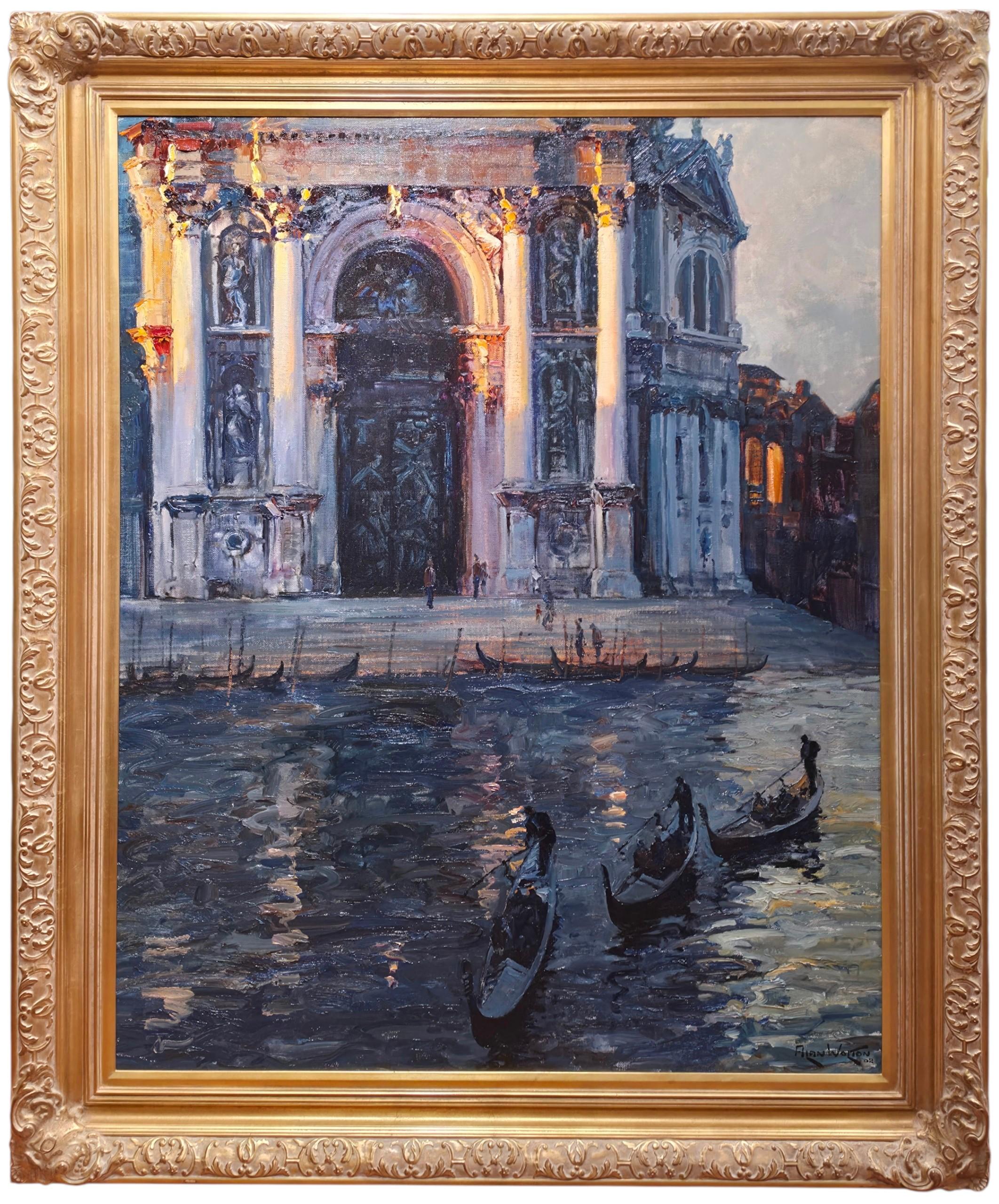 Landscape Painting di Alan Wolton - Faccia della Basilica, Basilica di Santa Maria della Salute, Venezia