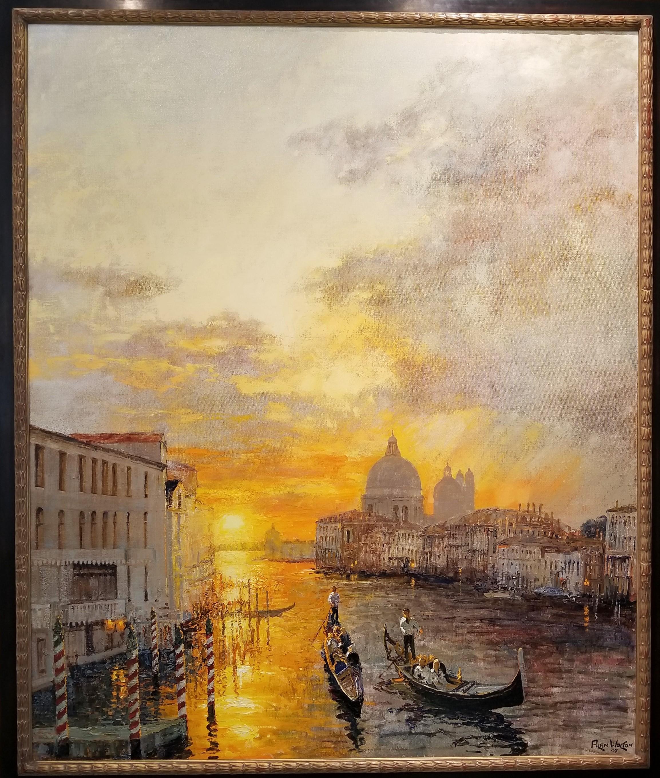 Sunrise Over the Grand Canal - Painting by Alan Wolton