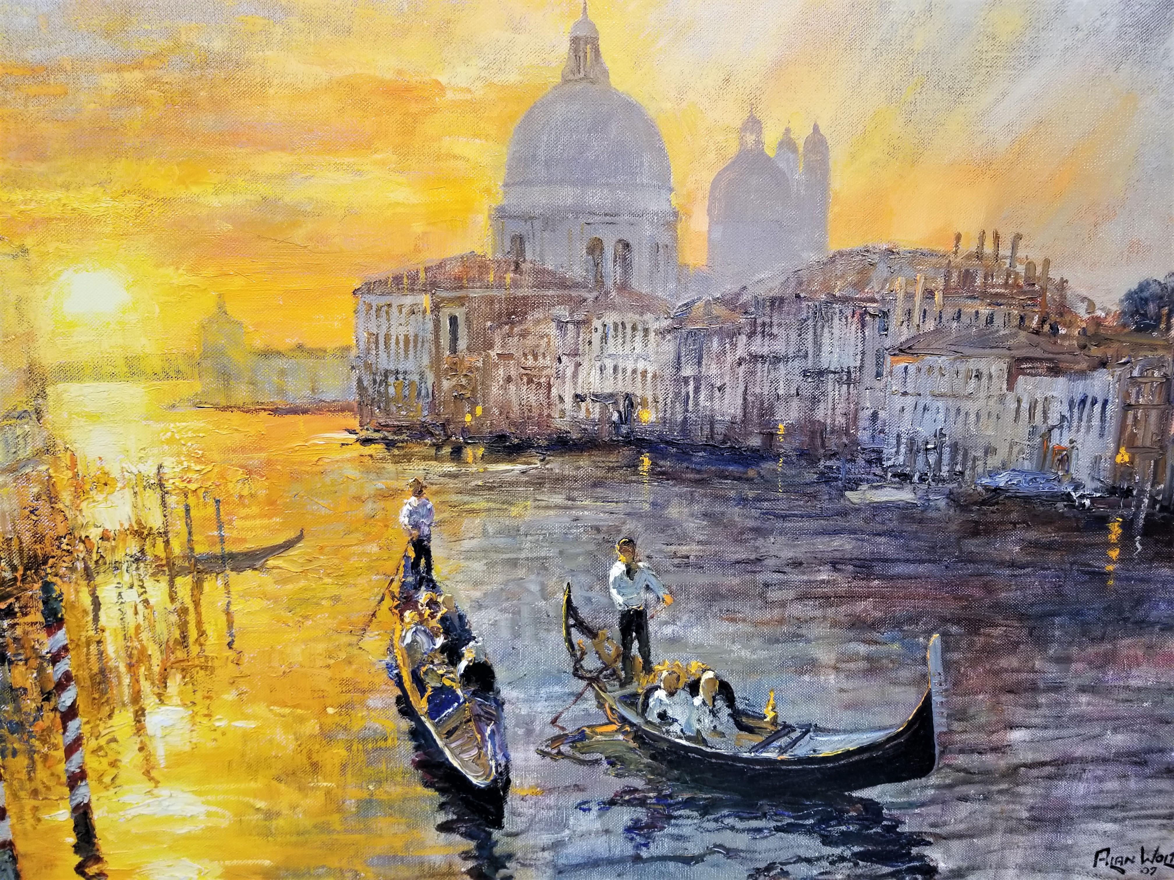Alan Wolton Figurative Painting - Sunrise Over the Grand Canal