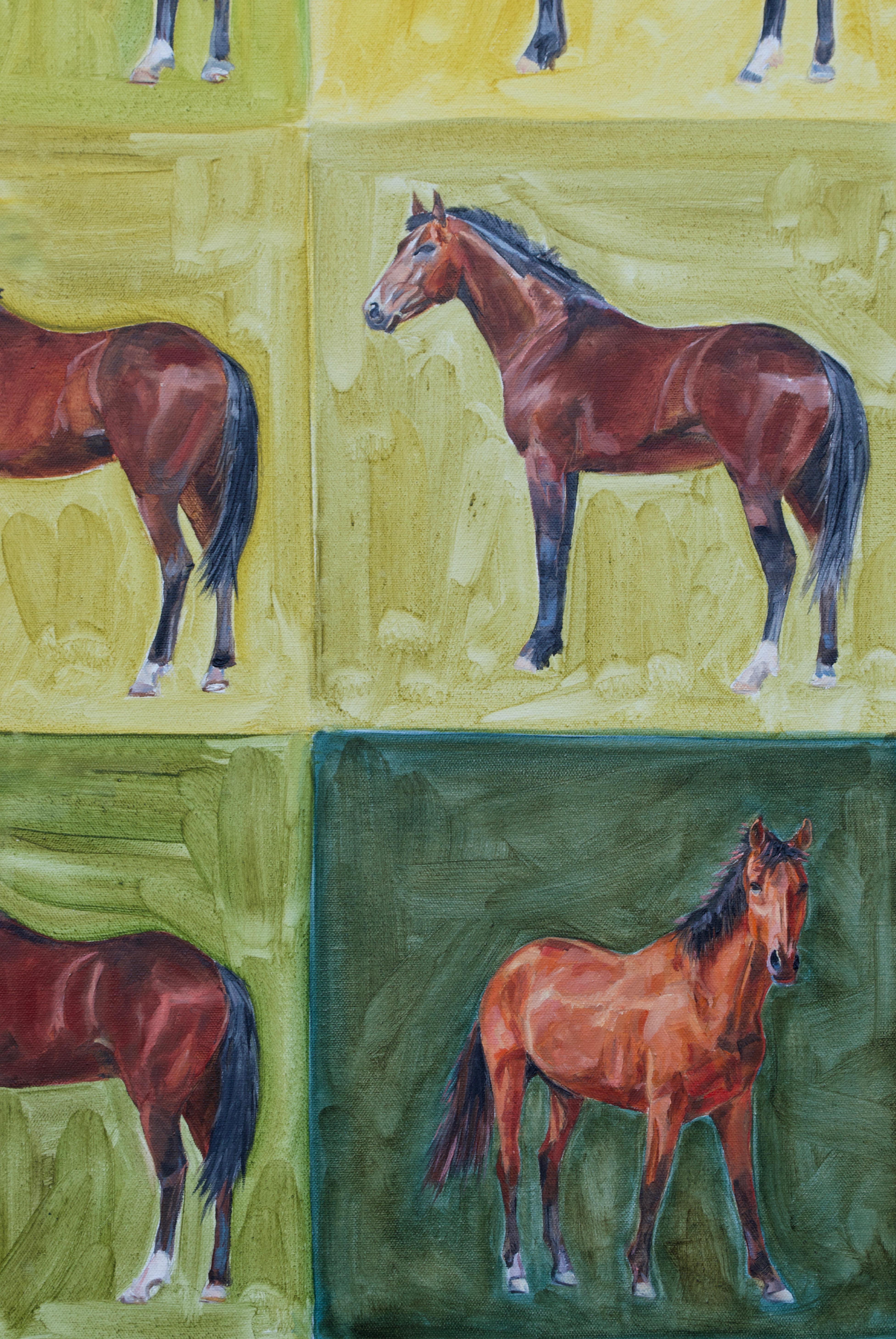 Jenseits der Herde, Ölgemälde (Braun), Animal Painting, von Alana Clumeck