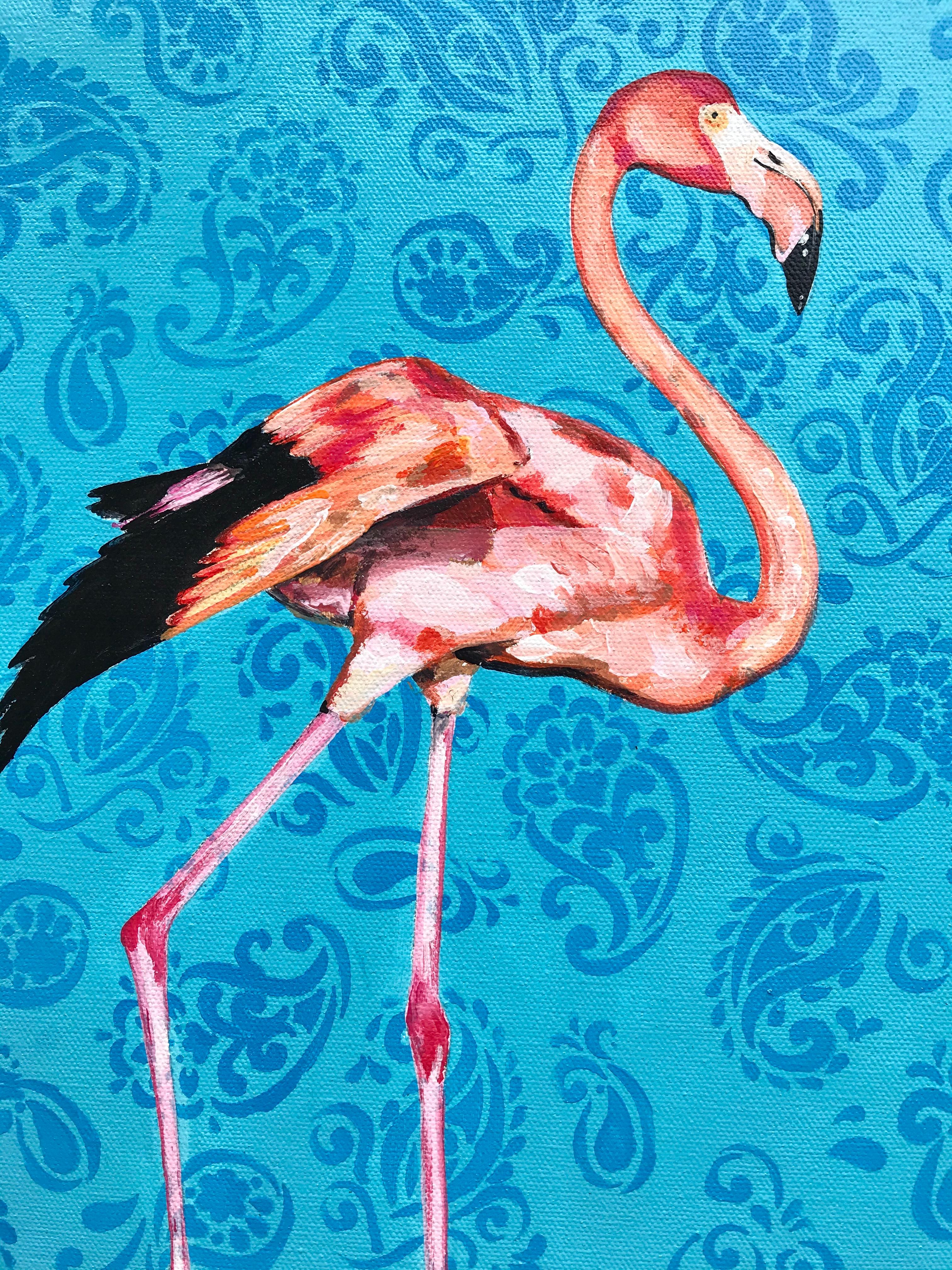 paintings of flamingos