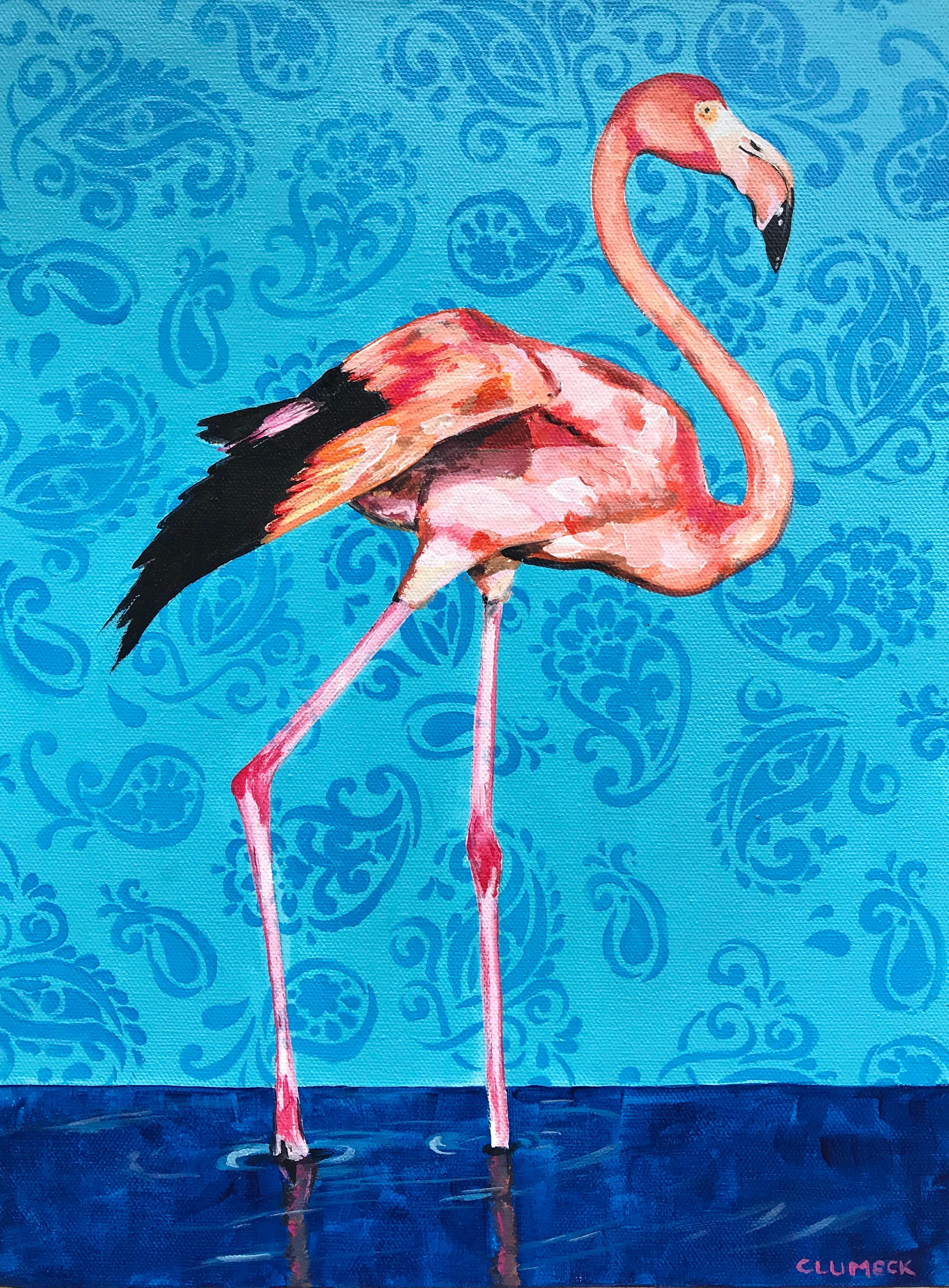 Alana Clumeck Animal Painting - Flamingo, Original Painting