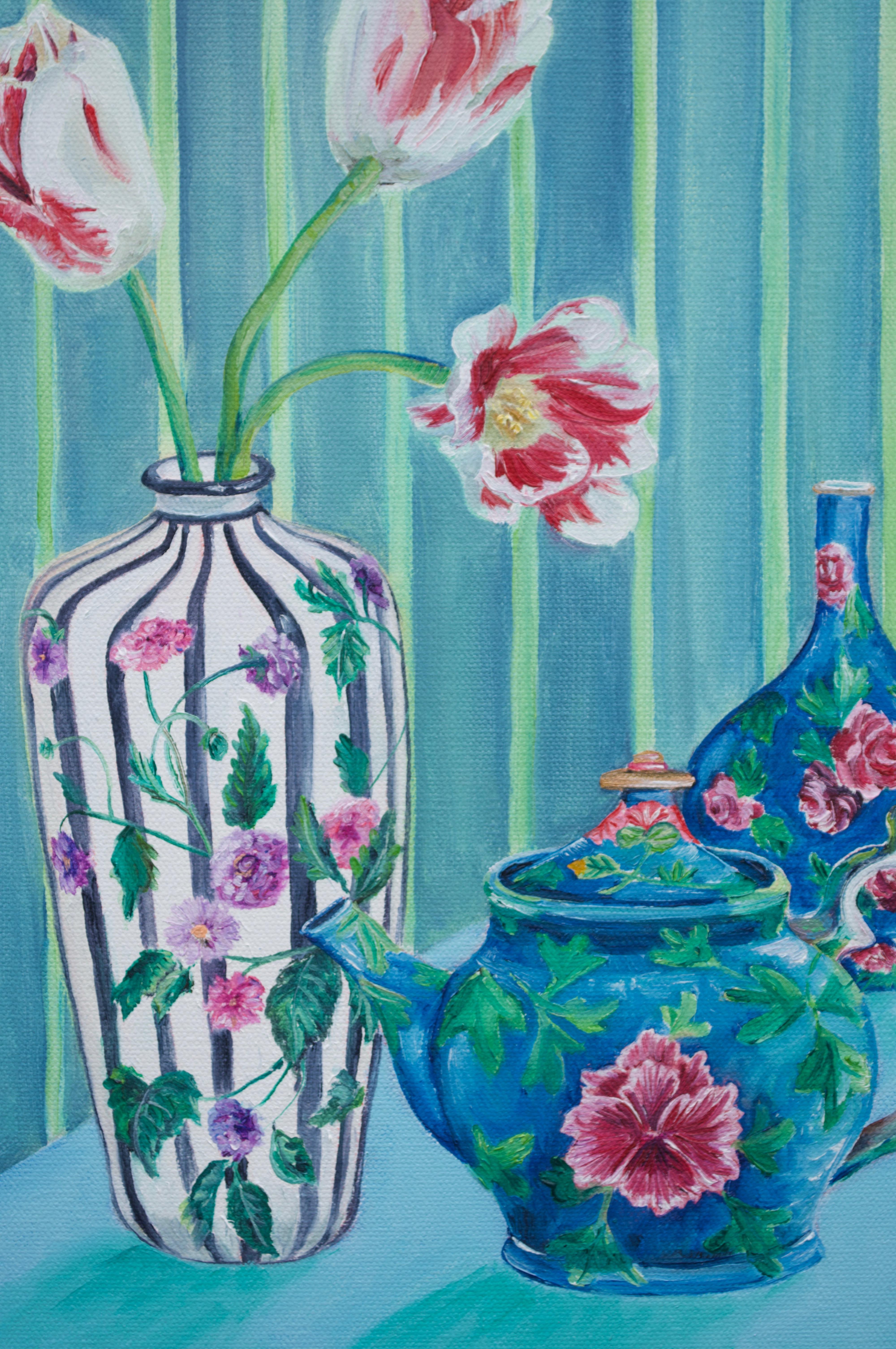 Pottery & Petals, Oil Painting For Sale 1