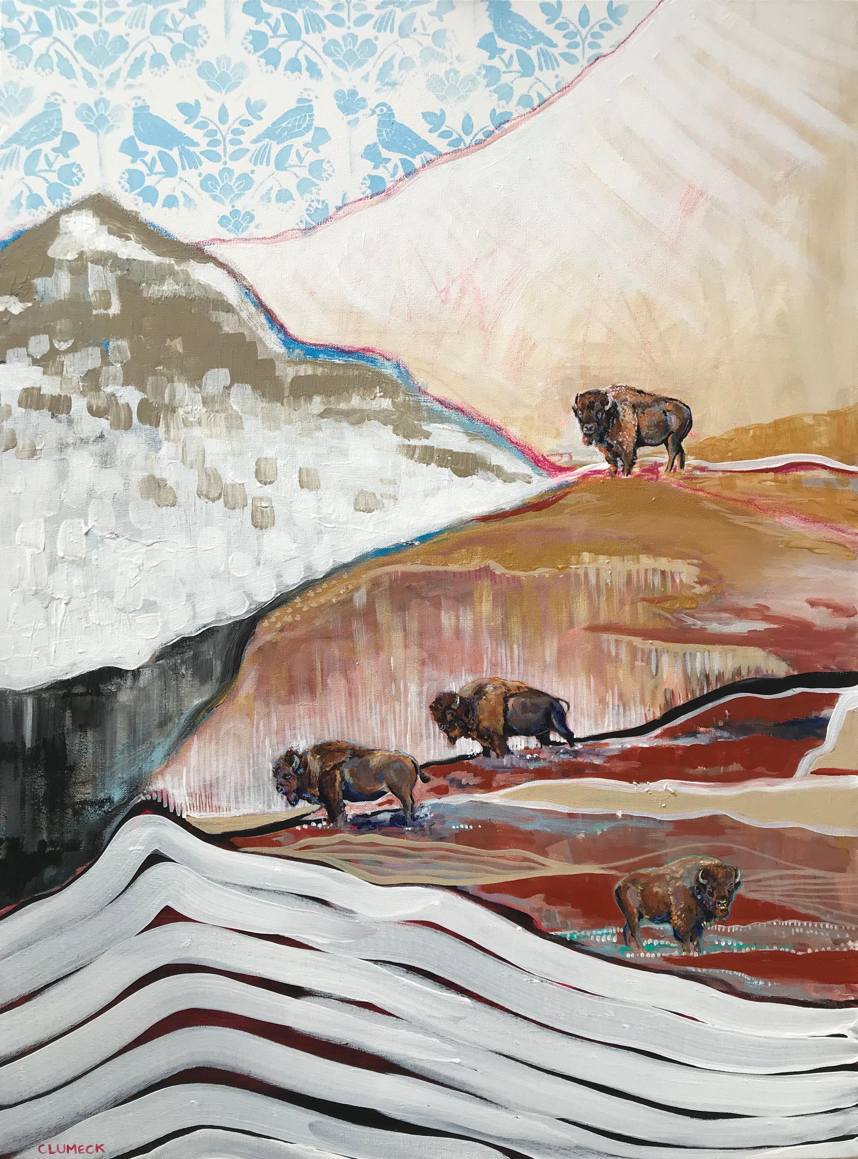 Alana Clumeck Animal Painting - Where the Buffalo Roam, Original Painting