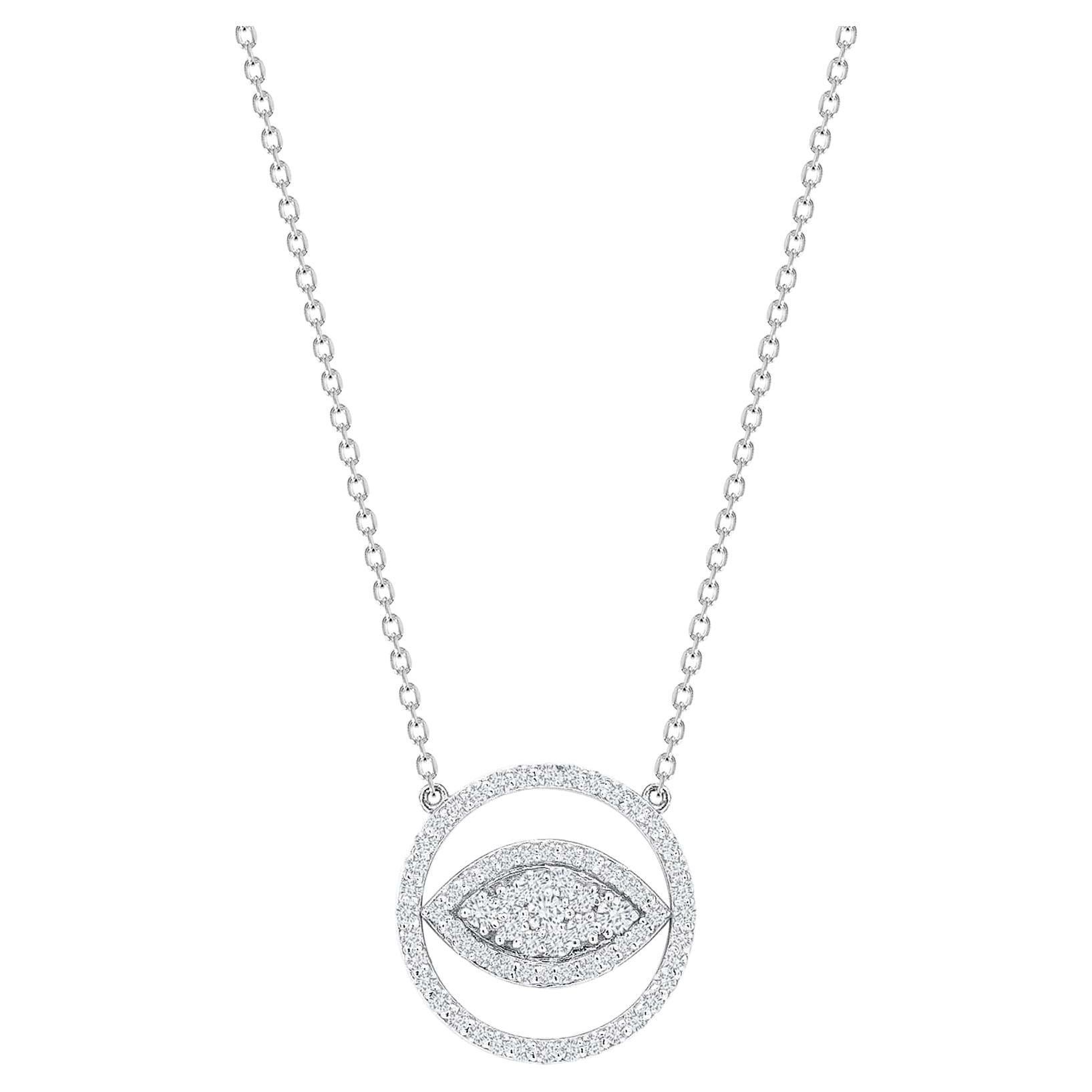 Cable Chain Diamond 14K White Gold Eye Necklace