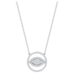 Cable Chain Diamond 14K White Gold Eye Necklace