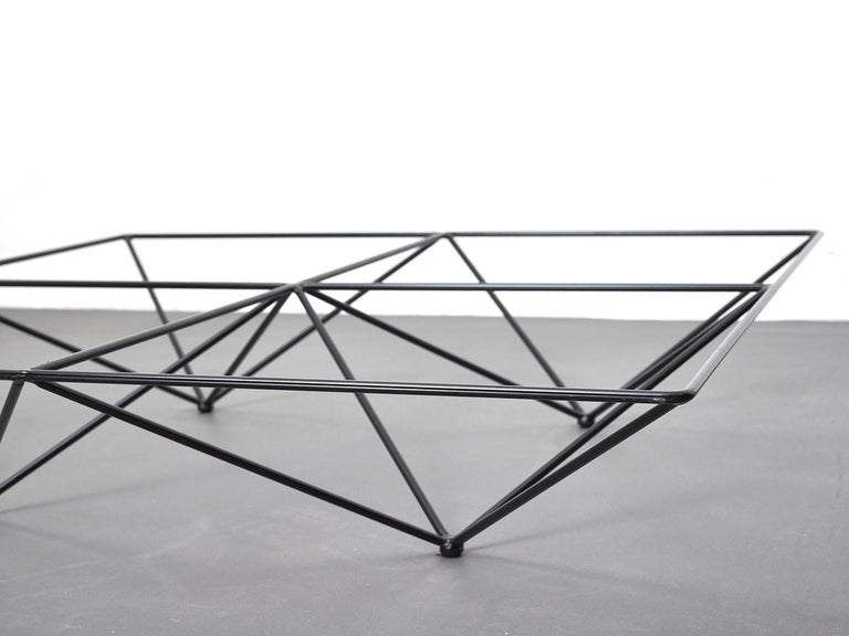 Lacquered Alanda Coffee Table by Paolo Piva with Square Glass and Metal Structure For Sale