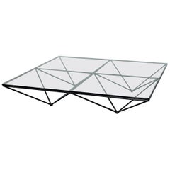 Alanda Coffee Table by Paolo Piva with Square Glass and Metal Structure