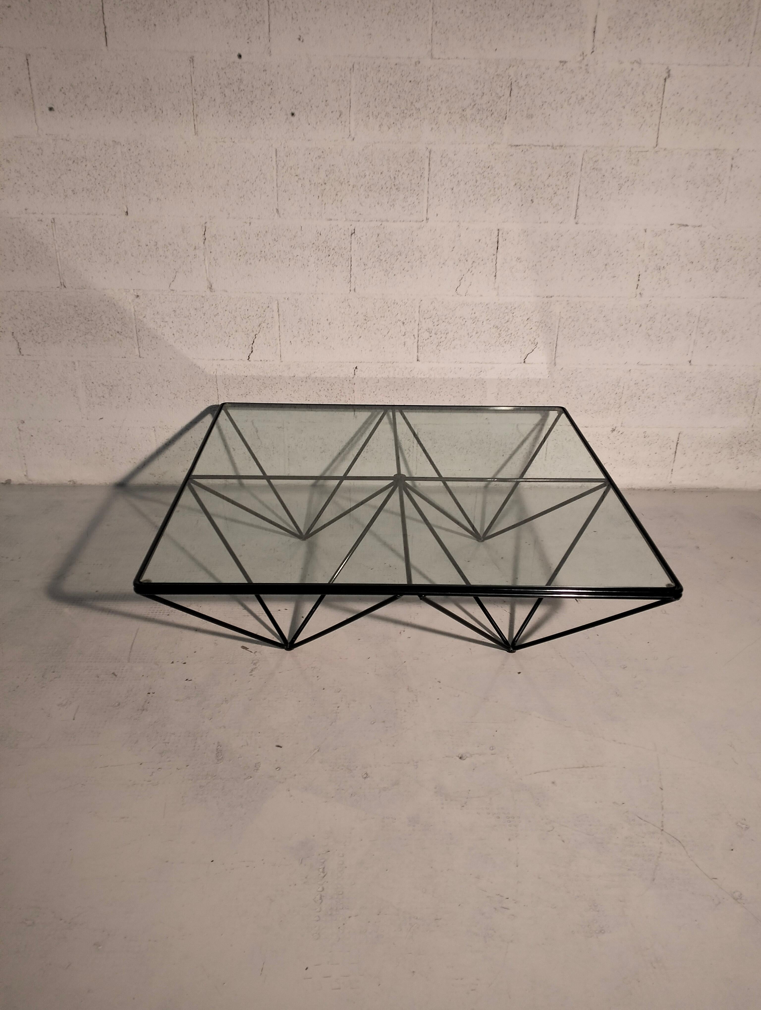 Alanda metal and glass coffee table by Paolo Piva for B&B Italia 70's  3
