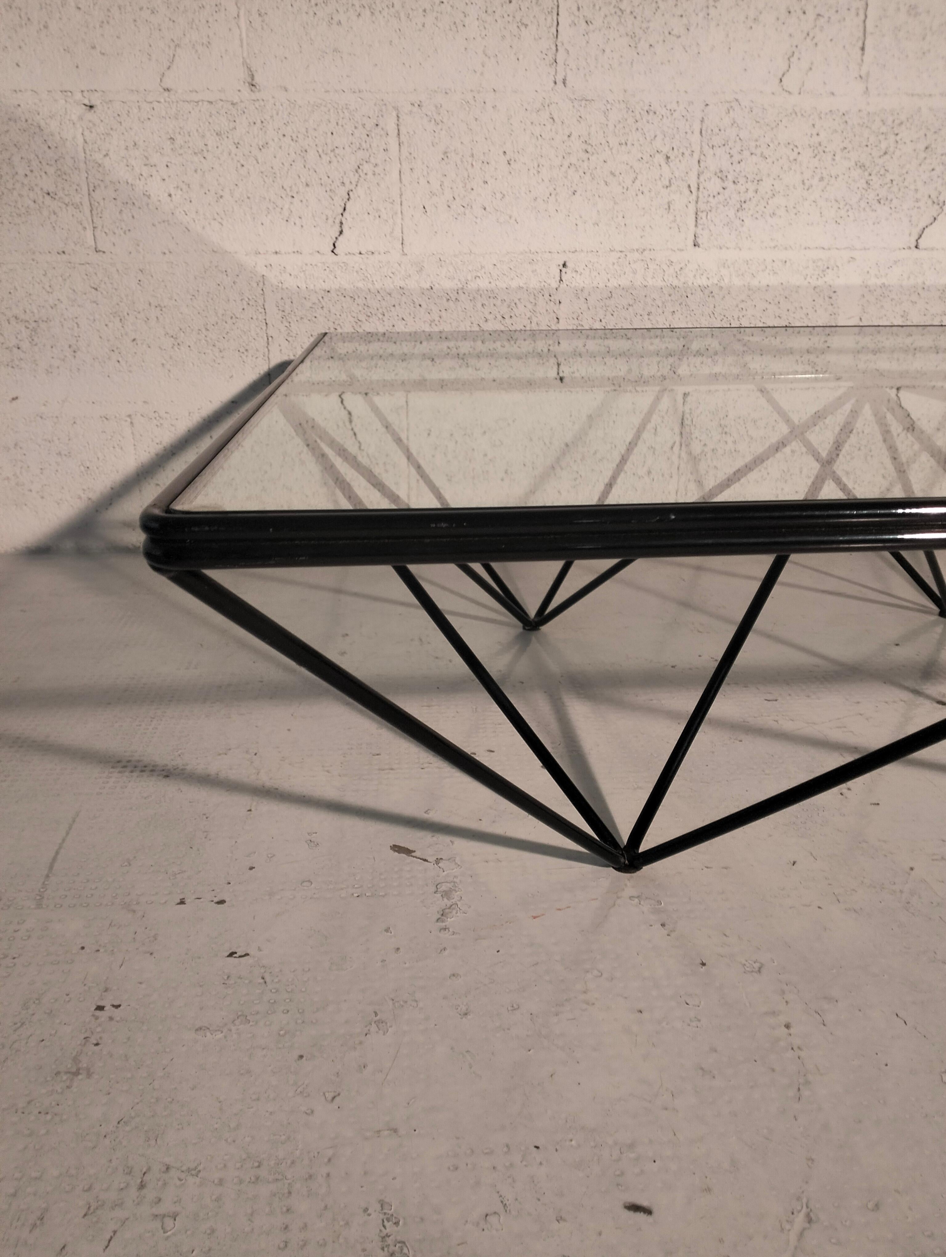 Italian Alanda metal and glass coffee table by Paolo Piva for B&B Italia 70's 