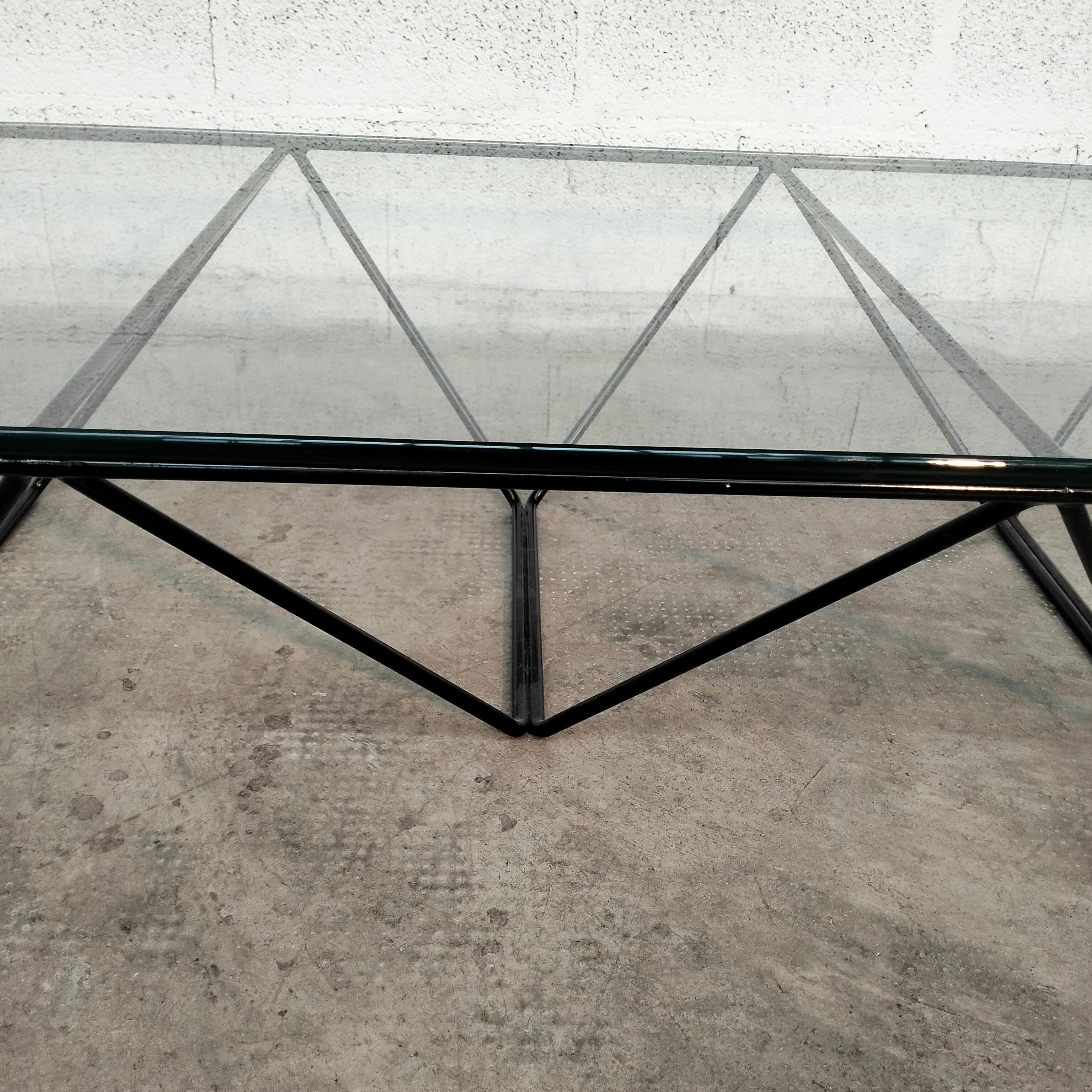 Alanda Metal and Glass Coffee Table by Paolo Piva for B&B Italia 70s In Good Condition For Sale In Padova, IT