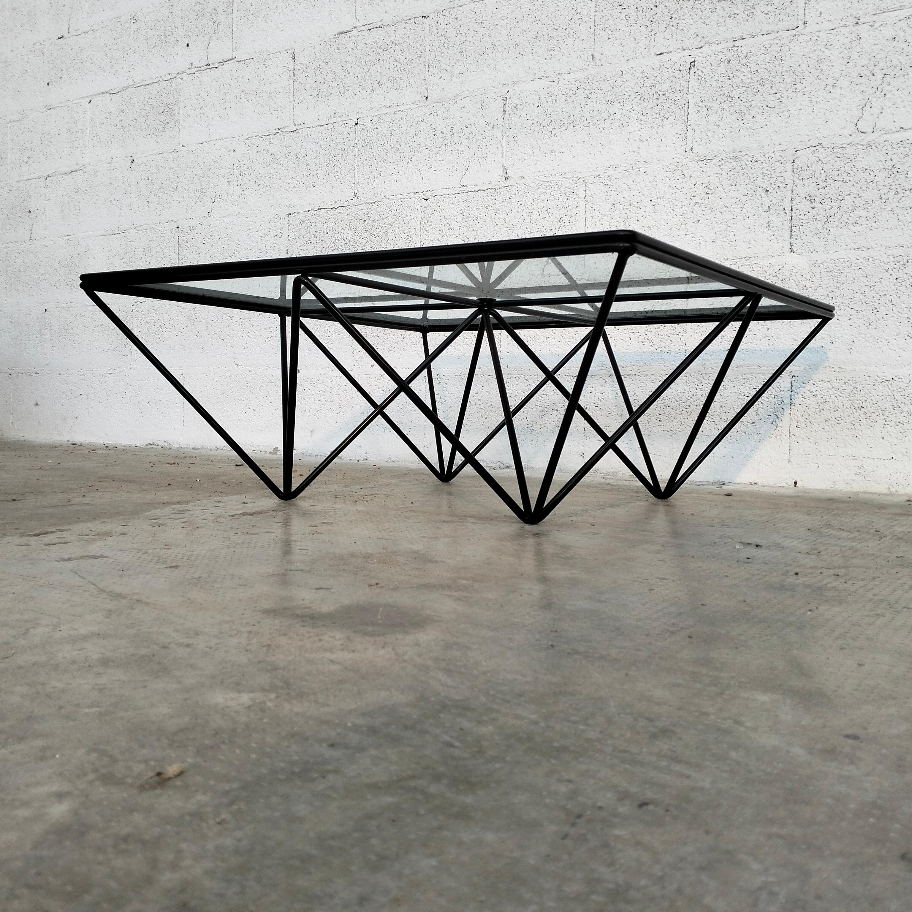 Alanda Metal and Glass Coffee Table by Paolo Piva for B&B Italia, 1970s In Good Condition In Padova, IT