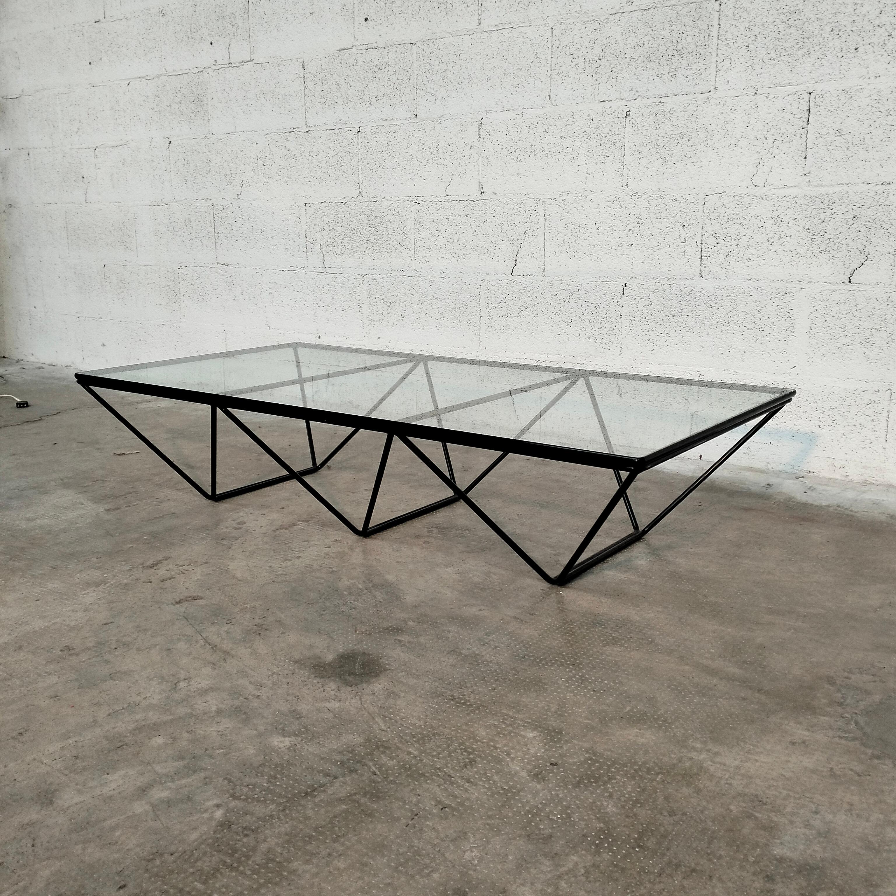 Alanda Metal and Glass Coffee Table by Paolo Piva for B&B Italia 70s For Sale 1