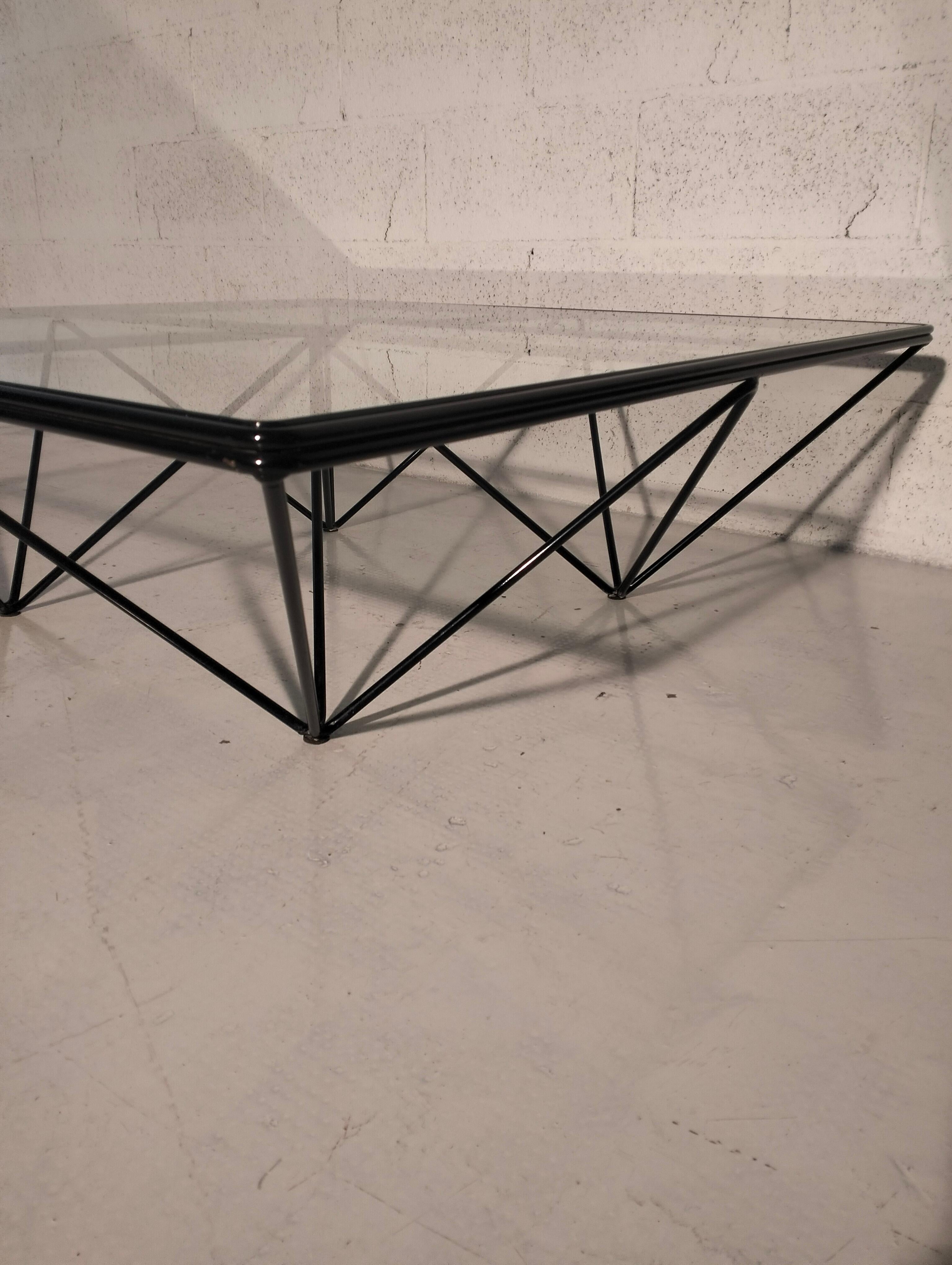 Metal Alanda metal and glass coffee table by Paolo Piva for B&B Italia 70's 
