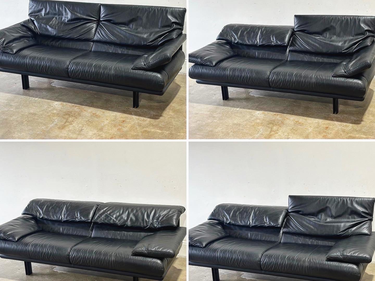 Alanda Sofa by Paolo Piva for B&B Italia, Post Modern, Vintage Black Leather 2