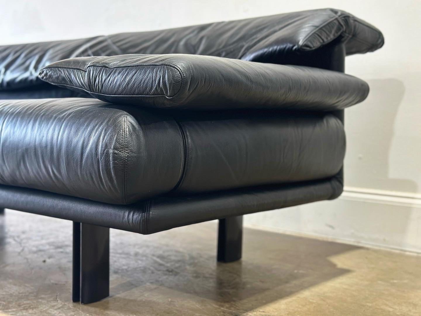 Late 20th Century Alanda Sofa by Paolo Piva for B&B Italia, Post Modern, Vintage Black Leather